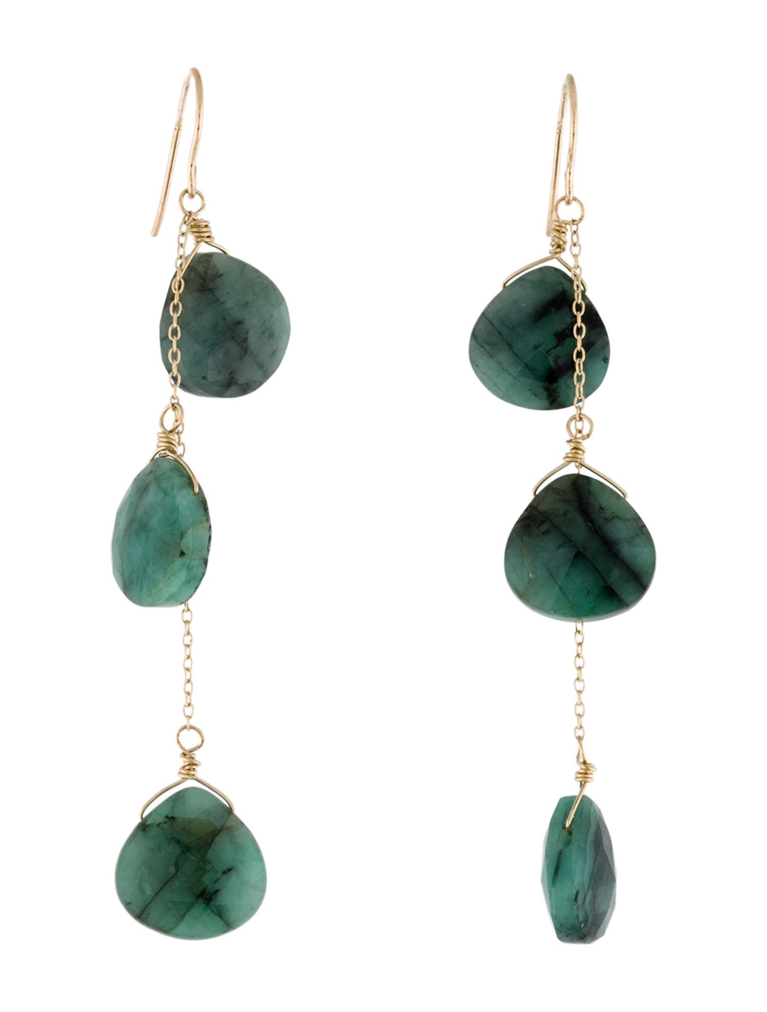 Earrings 14K Emerald Drop