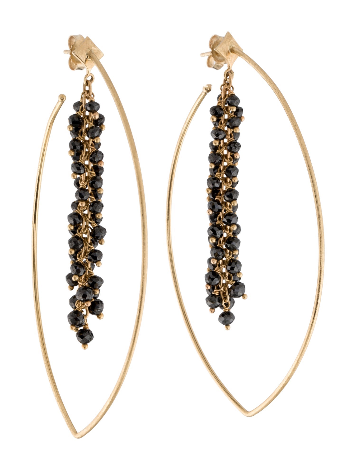 Earrings 14K Diamond Tassel Hoop