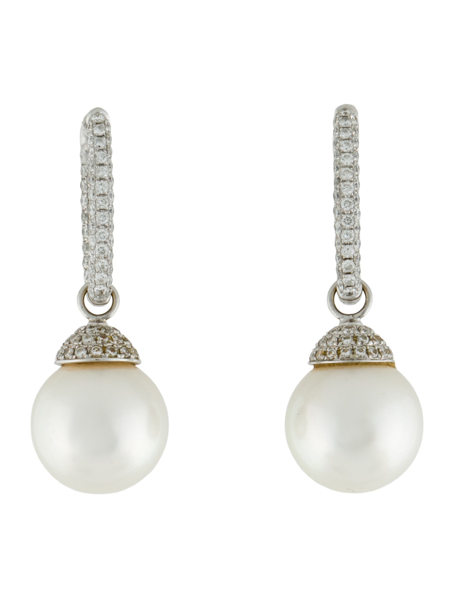 Earrings 18K Pearl & Diamond Drop