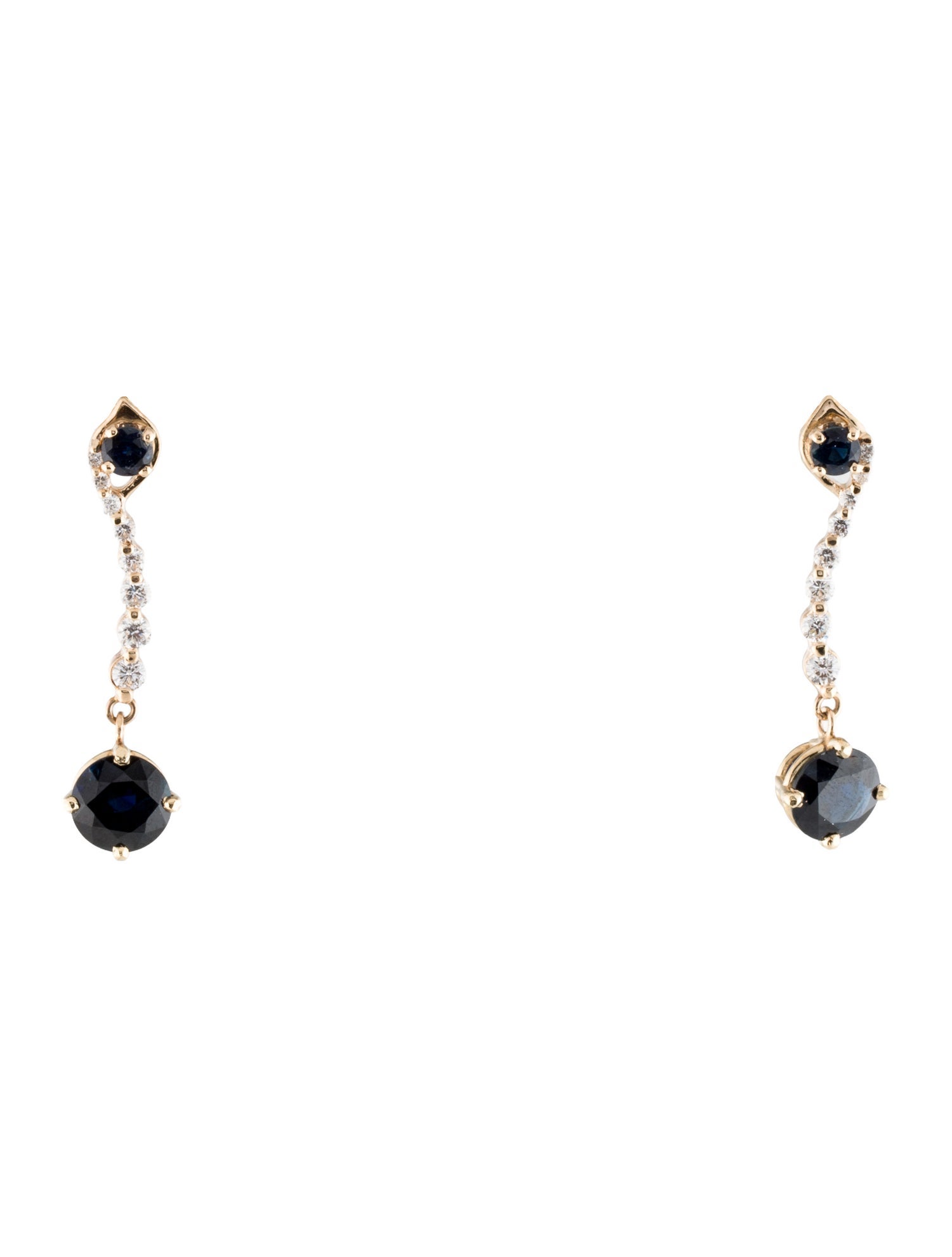 Earrings 14K 3.52ctw Sapphire & Diamond Drop Earrings