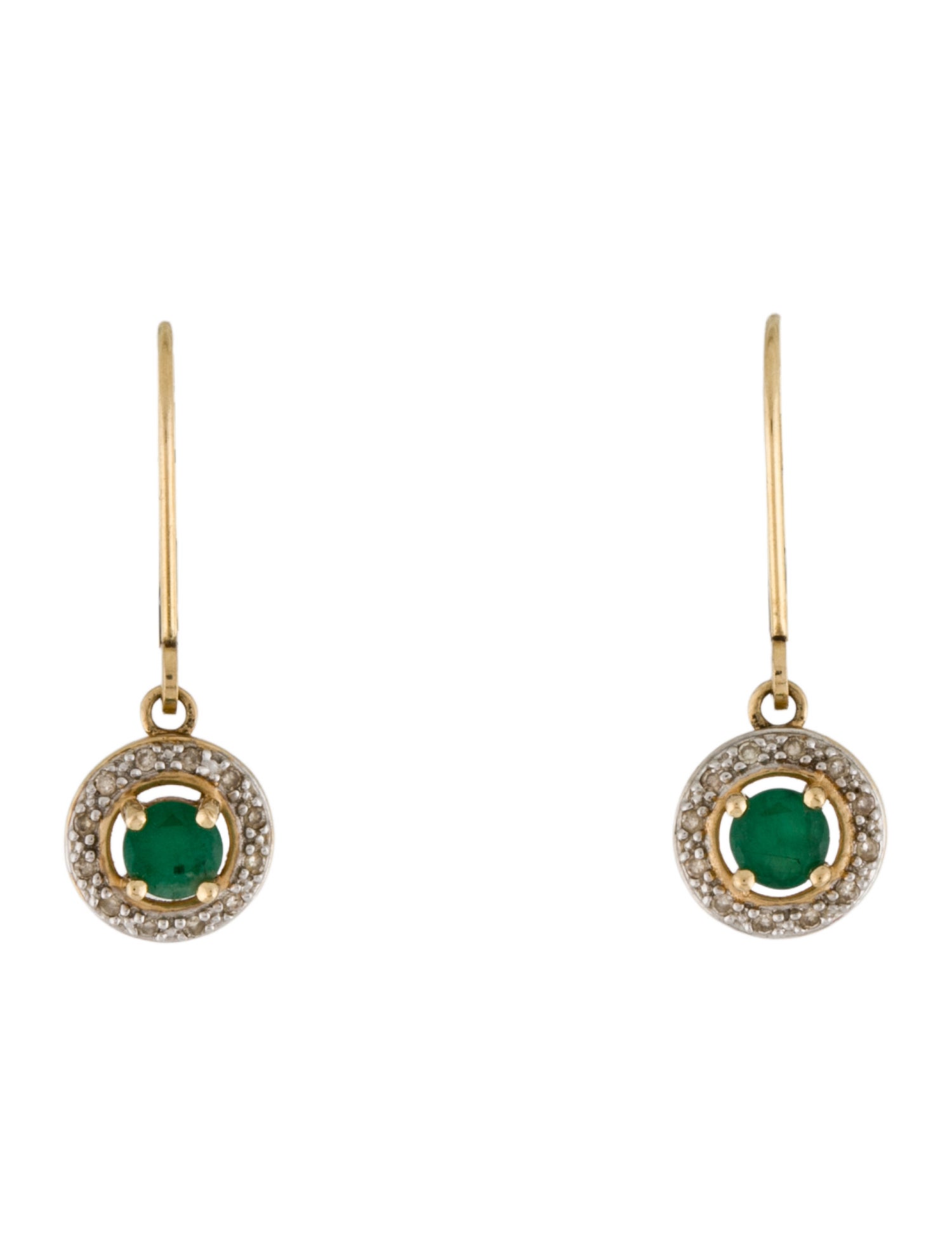 Earrings 14K Emerald & Diamond Drop
