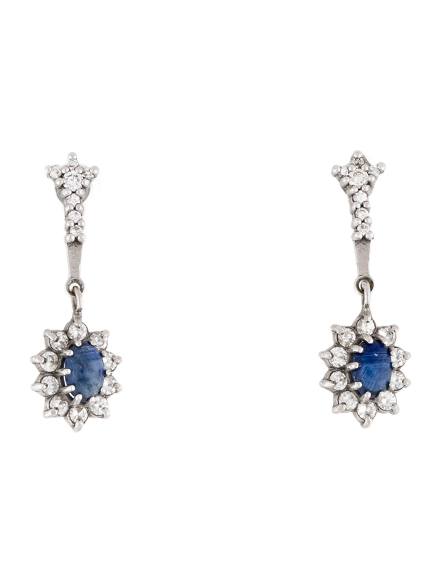 Earrings 14K Sapphire & Diamond Drop