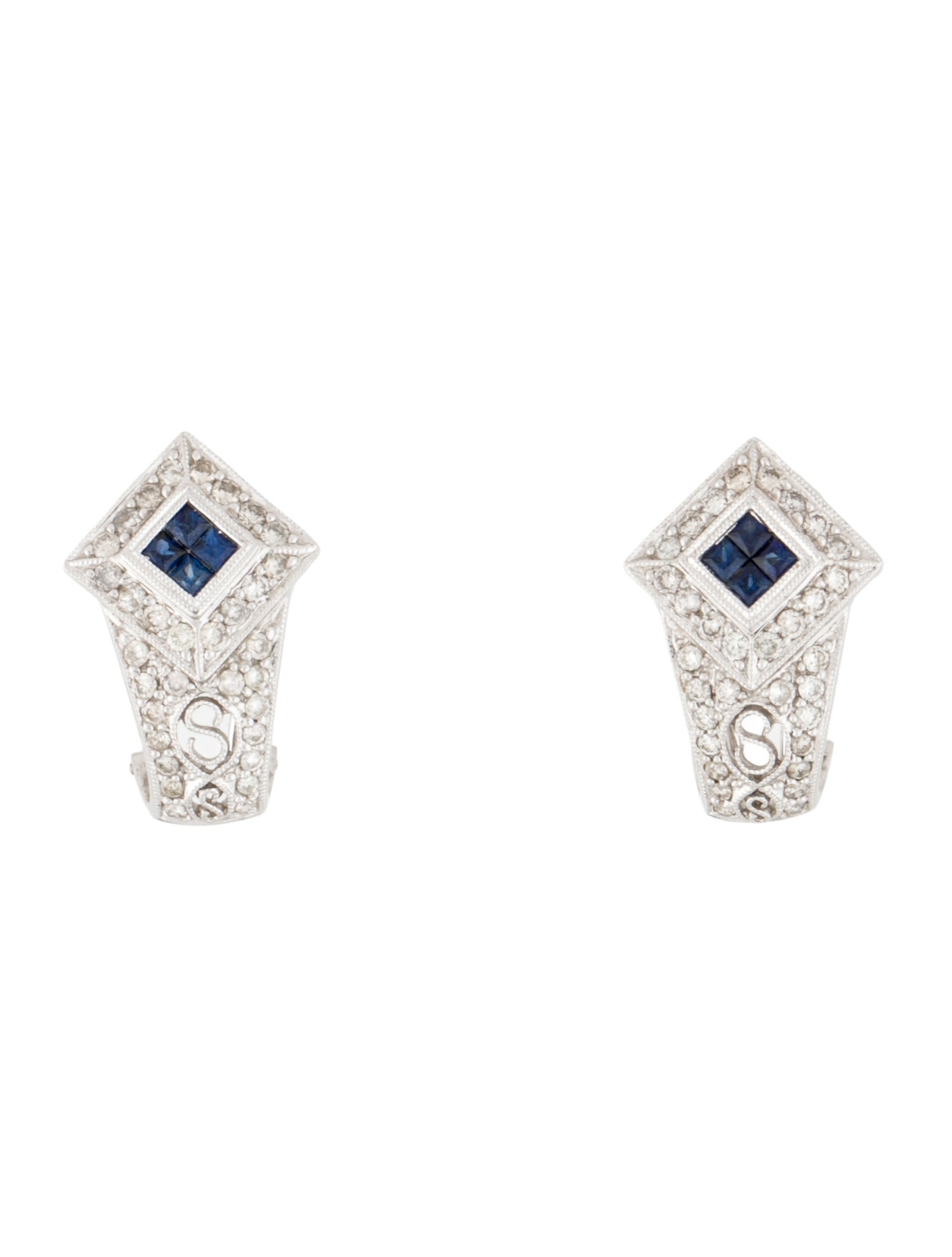 Earrings 14K Sapphire & Diamond Earclips