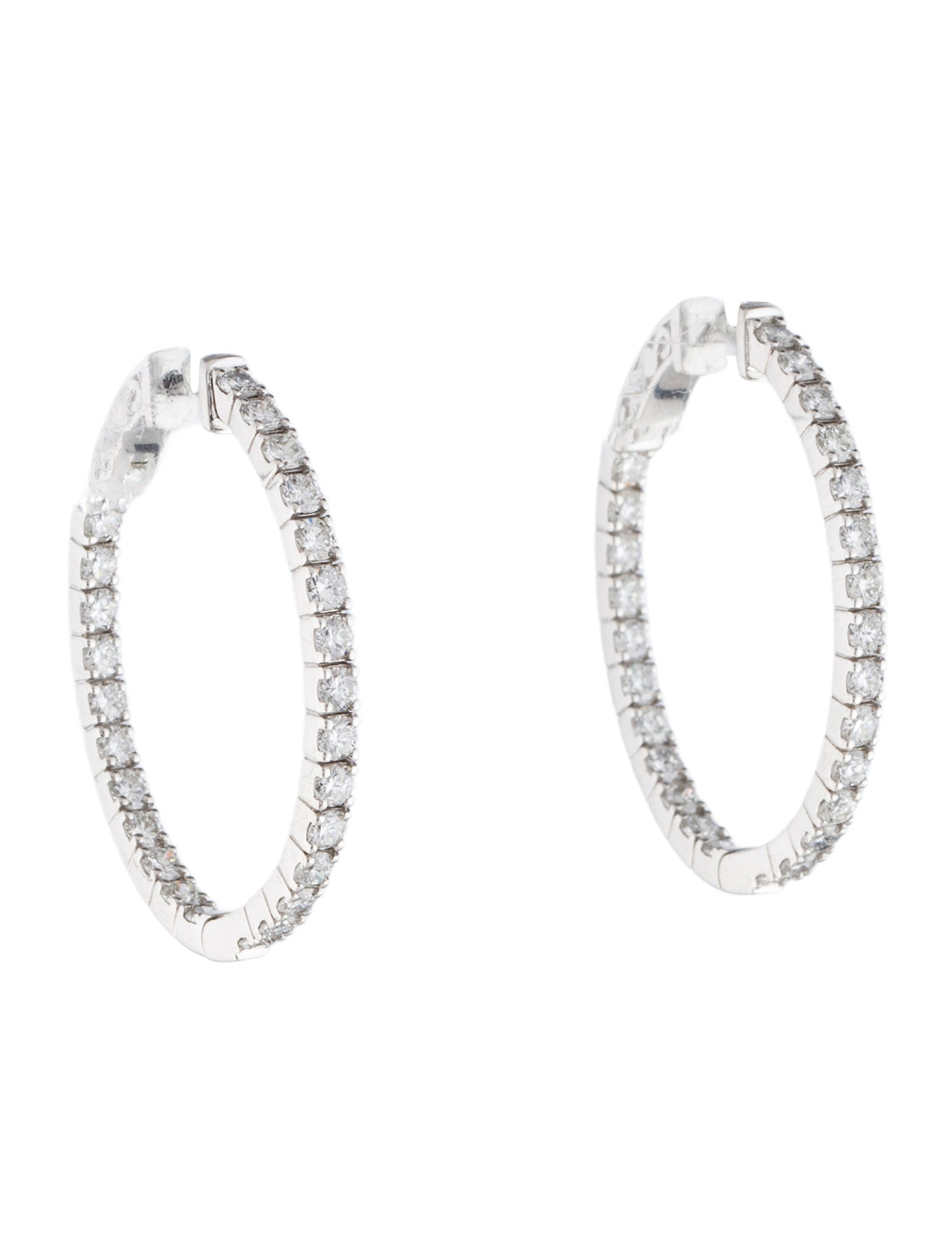 Earrings 14K 2.34ctw Diamond Inside-Out Oval Hoop