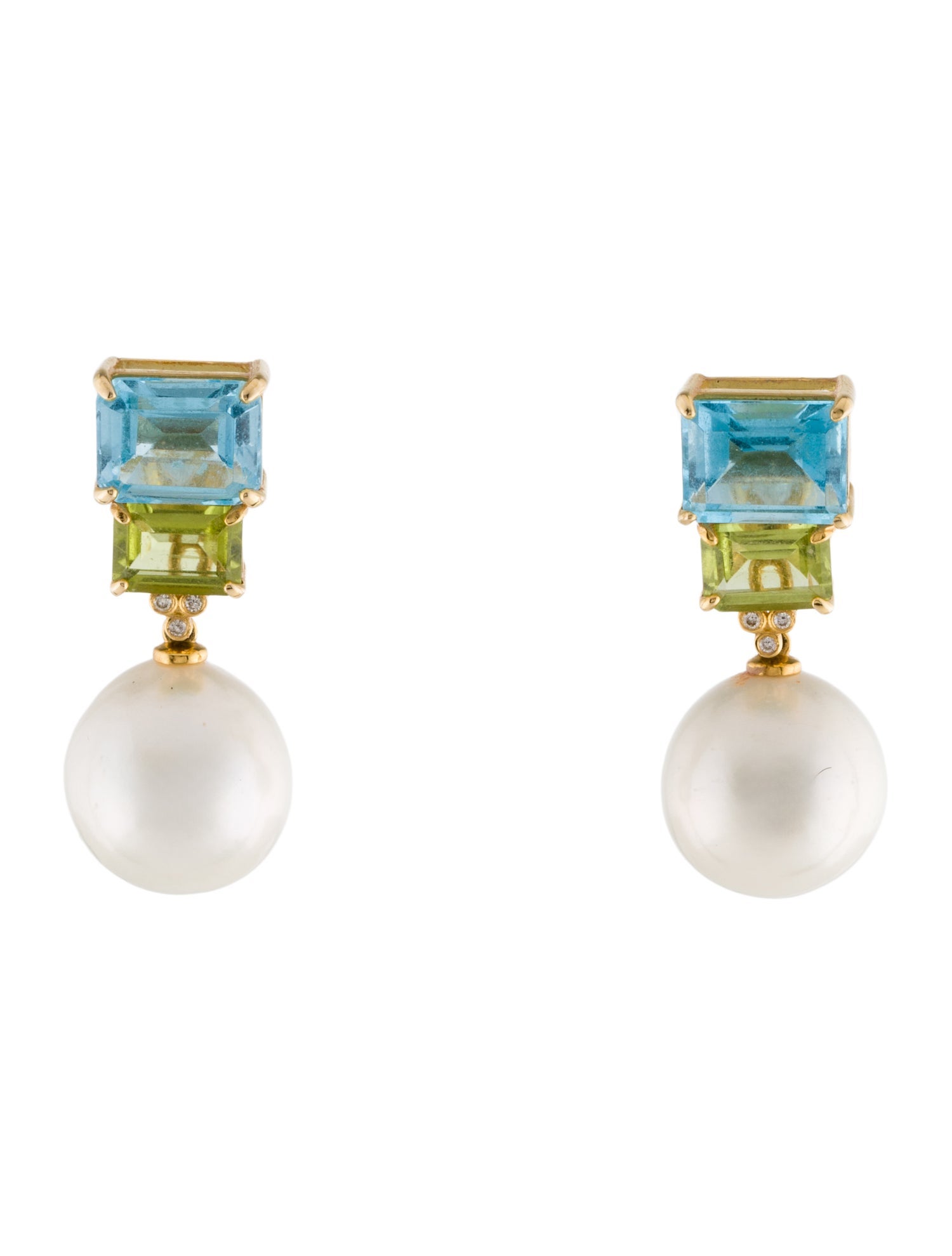 Earrings 14K Pearl Multi-Stone Drop Earrings