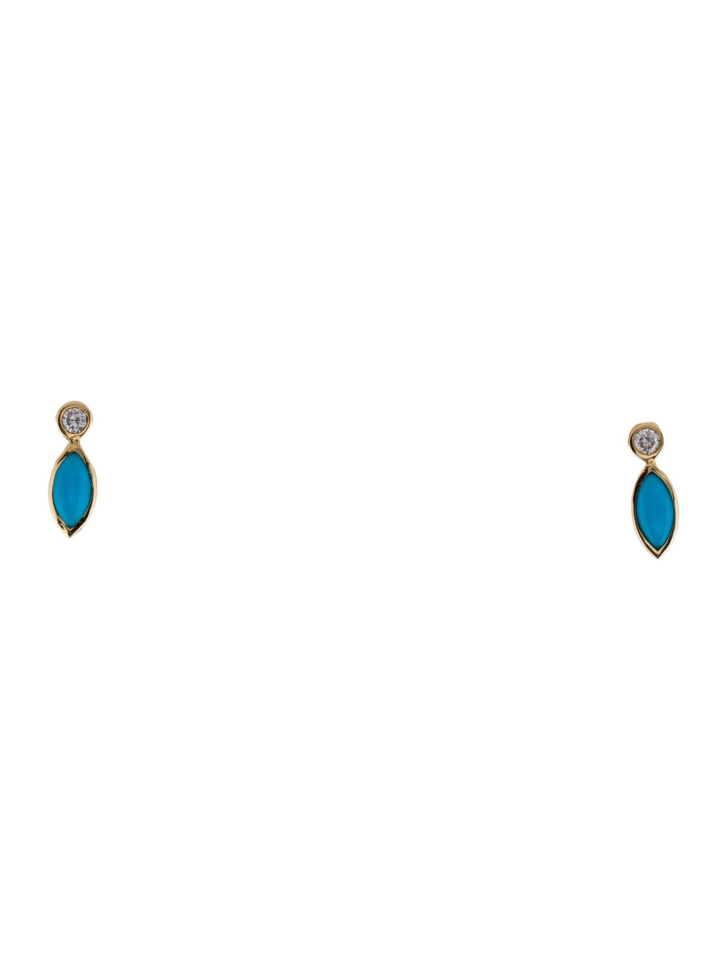 Earrings 14K Turquoise & Diamond Stud