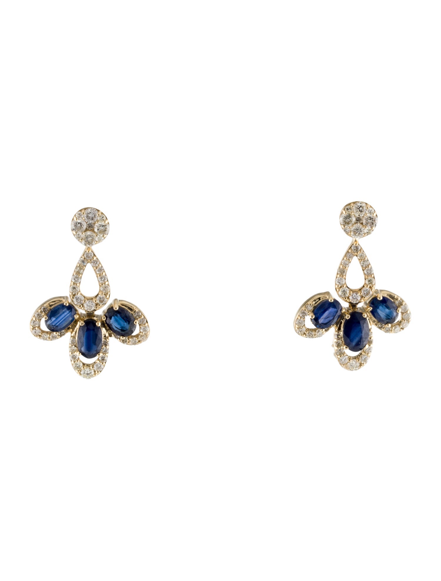 Earrings 14K 1.32ct Sapphire & Diamond Drop
