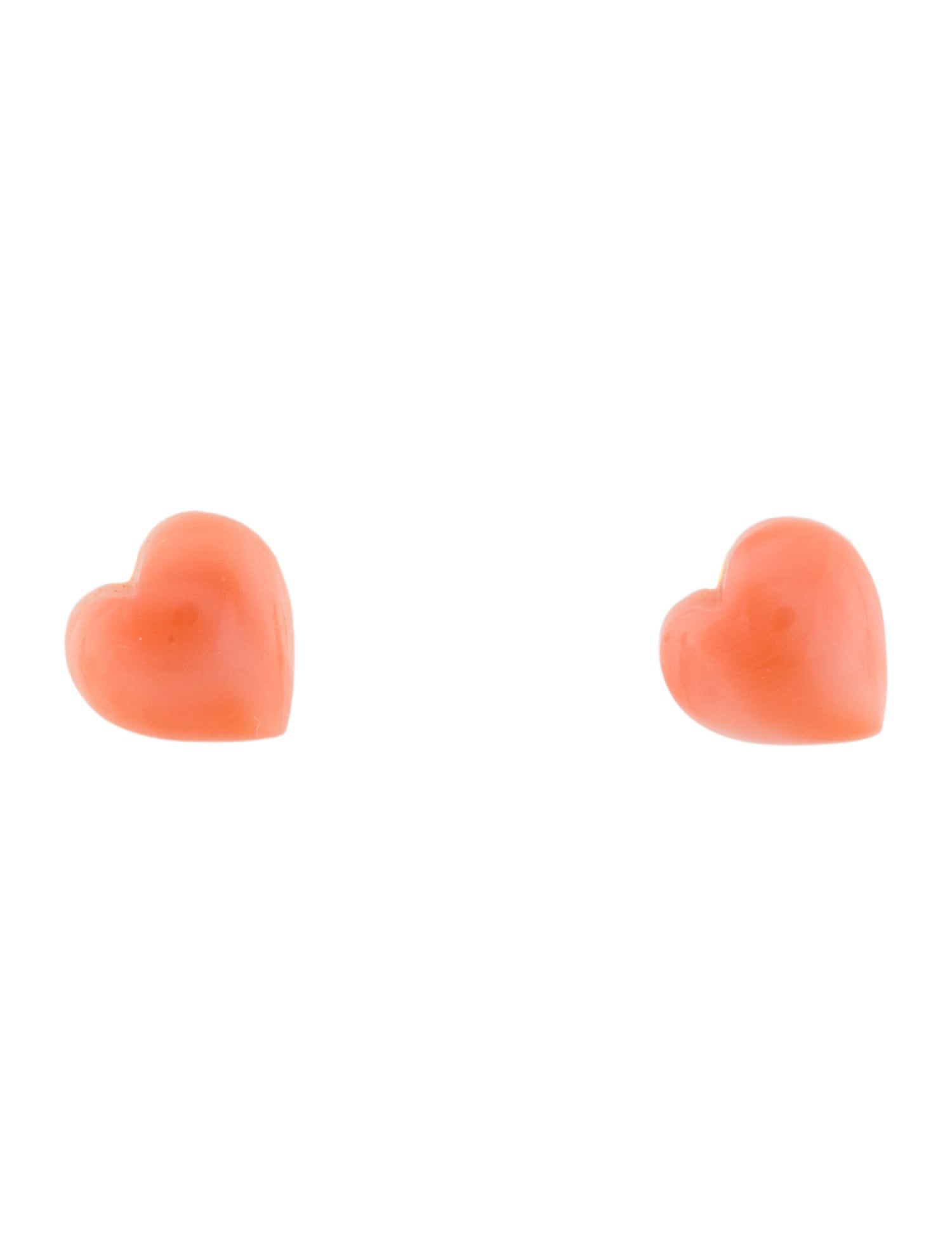 Earrings 14K Coral Heart Stud