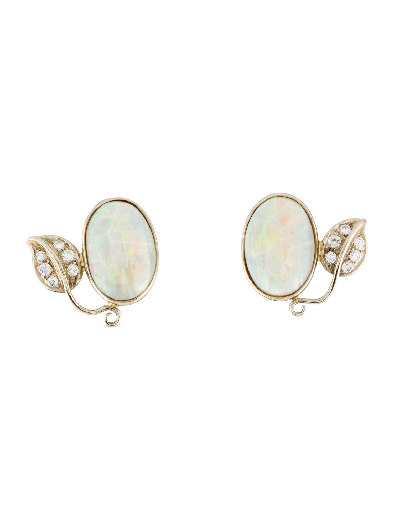 Earrings 18K Opal & Diamond Earclip