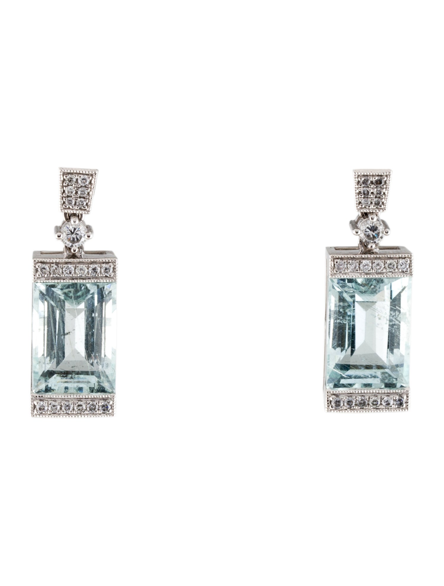 Earrings Platinum 7.38ctw Aquamarine & Diamond Drop Earrings
