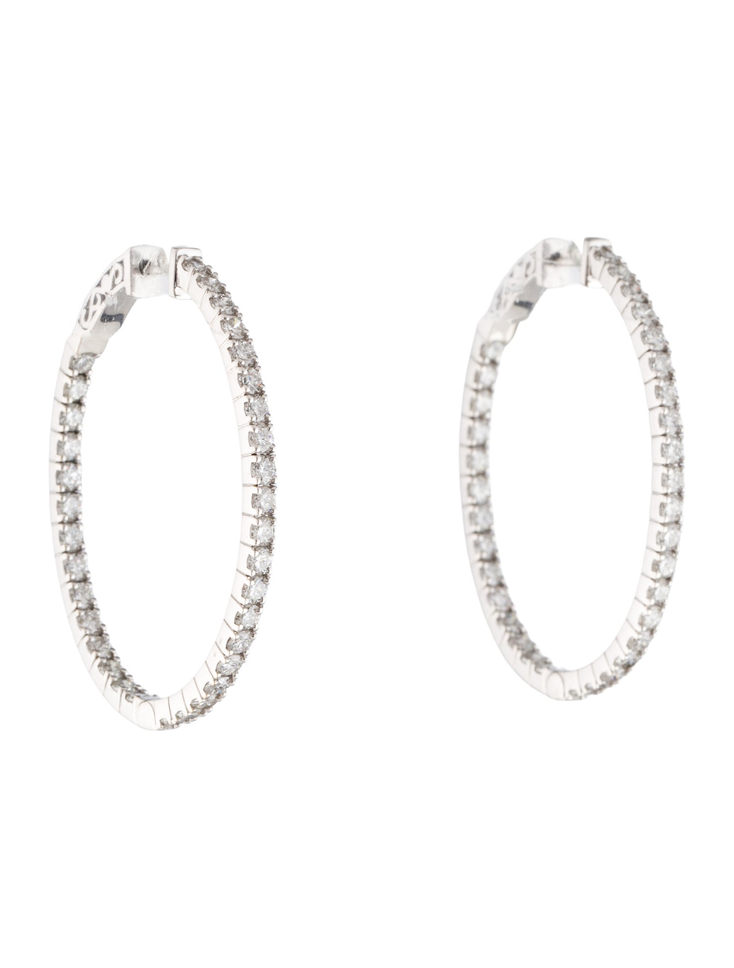 Earrings 14K 3.14ctw Diamond Oval Large Hoop