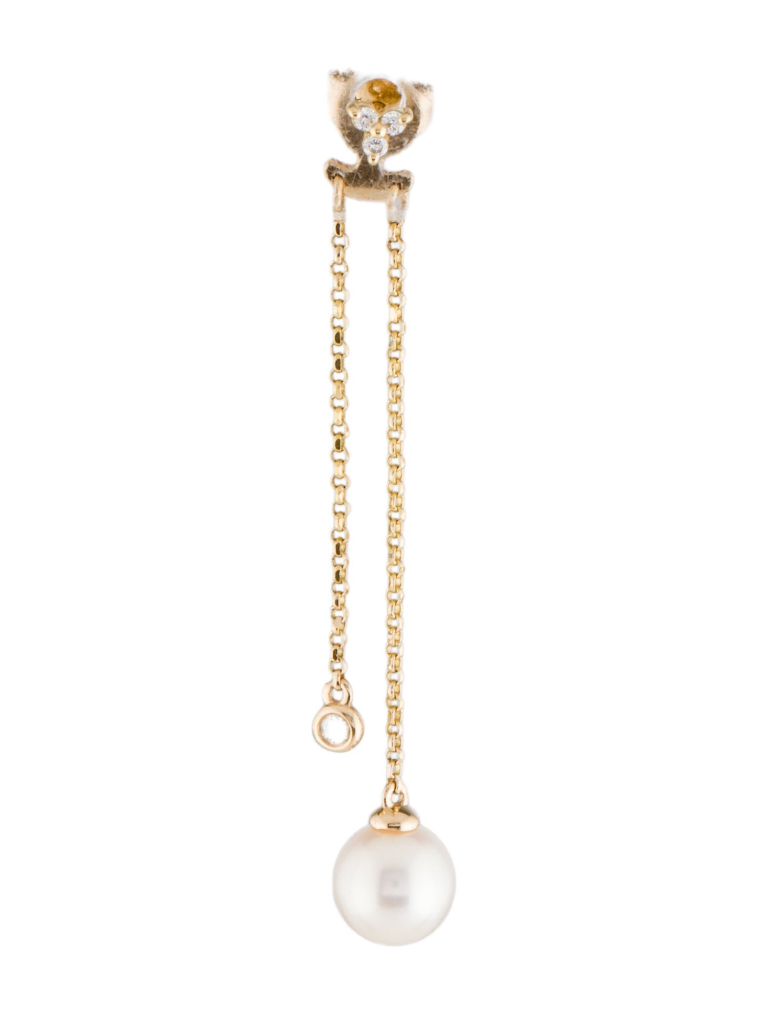 Earrings 14K Pearl & Diamond Single Drop Earring
