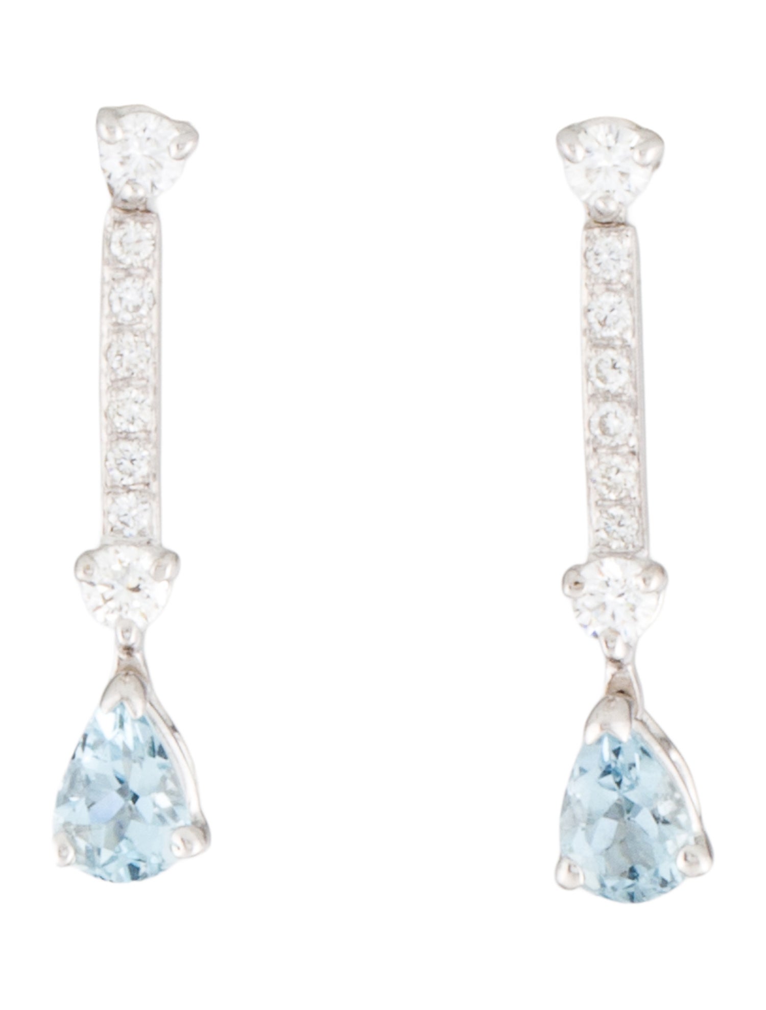 Earrings 18K Aquamarine & Diamond Drop