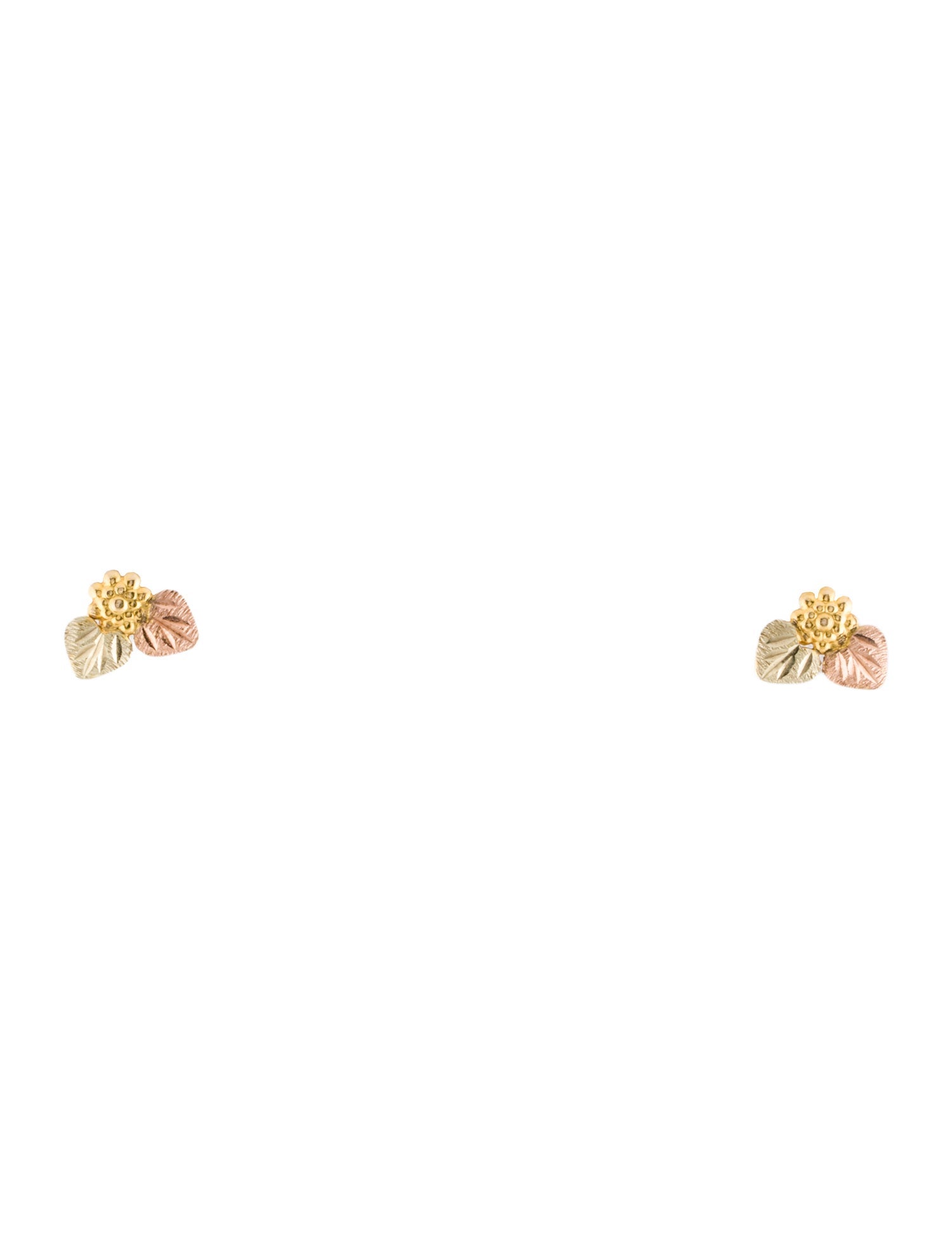 Earrings 10K Tri-Color Stud