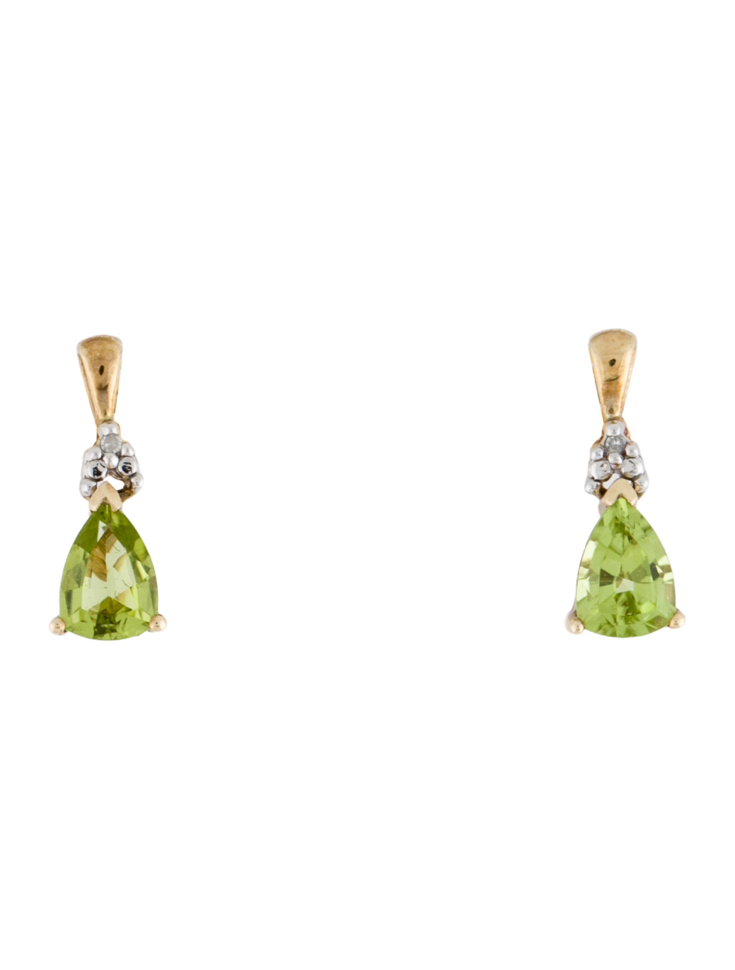 Earrings 10K Peridot & Diamond Tear Drop