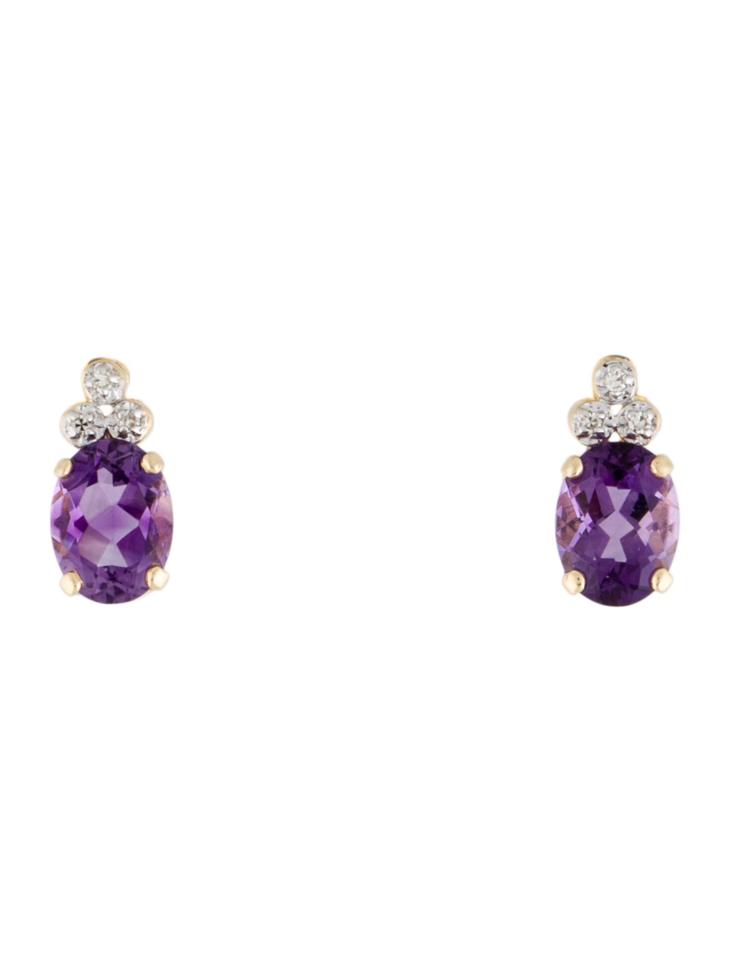 Earrings 14K Amethyst & Diamond Stud