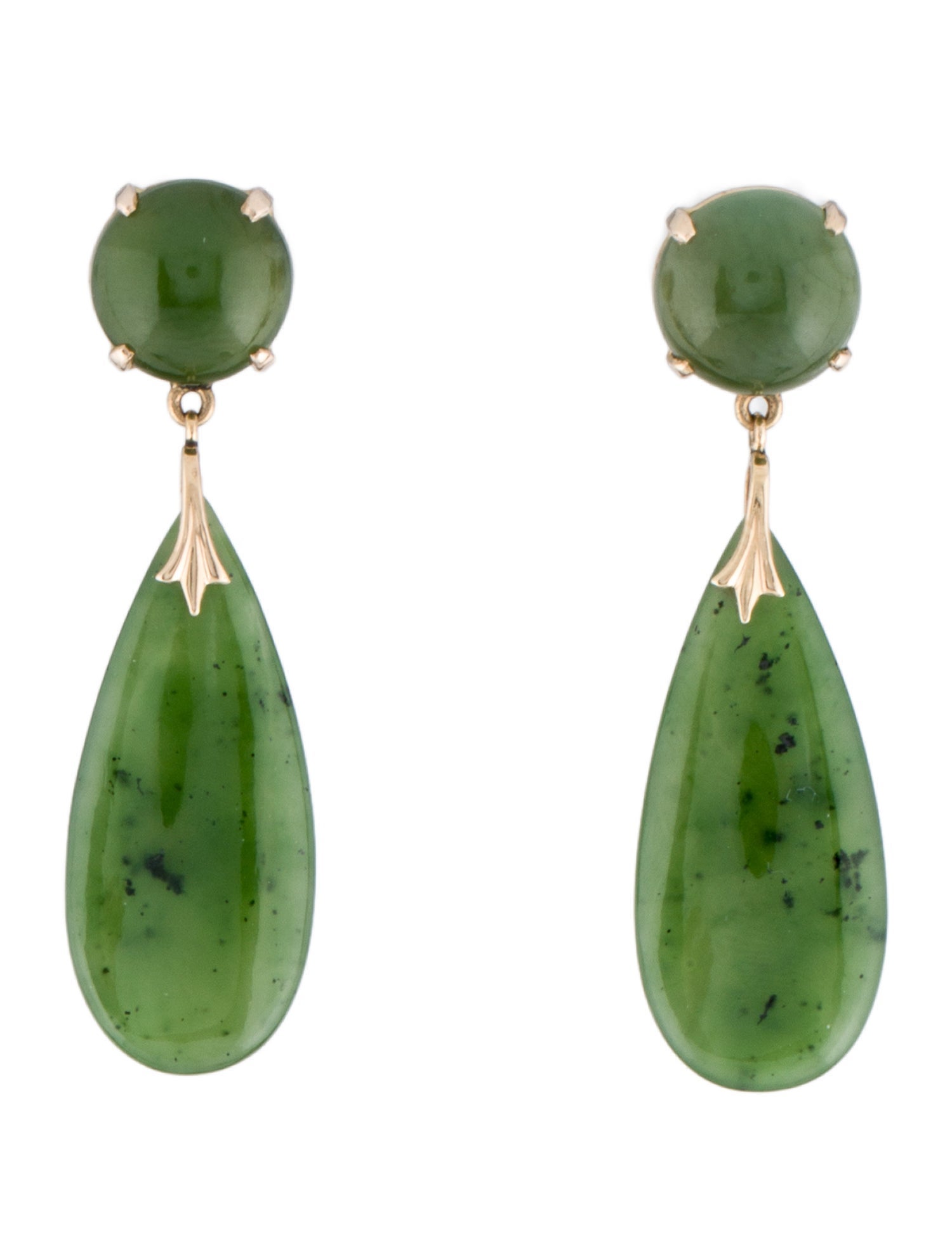 Earrings 14K Nephrite Drop