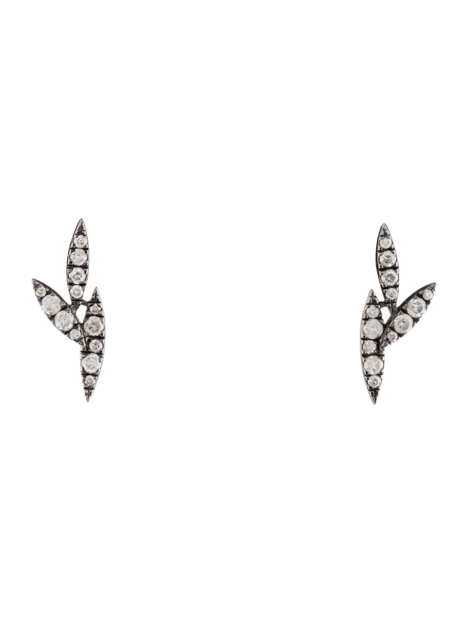 Earrings 14K Diamond Leaf Stud