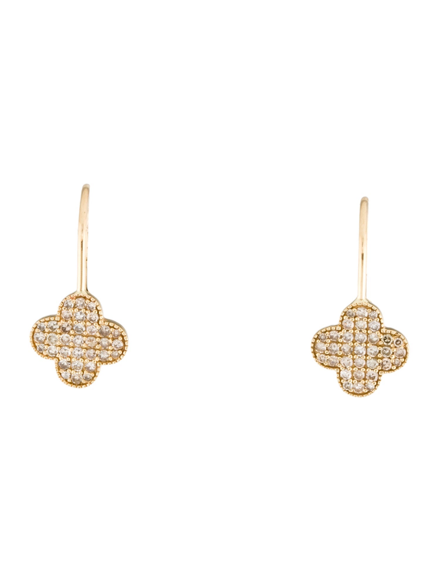 Earrings 14K Diamond Four Leaf Clover Drop