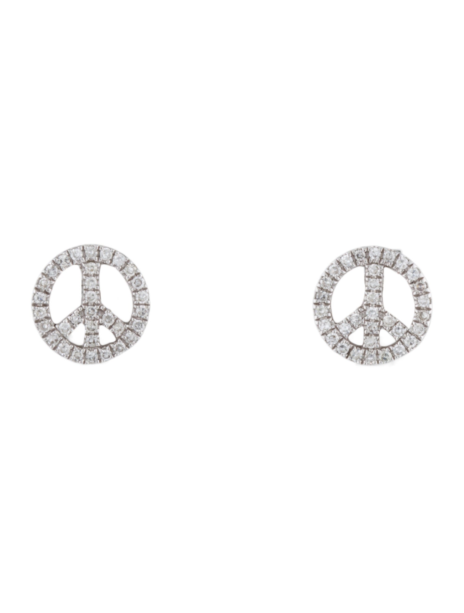 Earrings 14K Diamond Peace Sign Stud