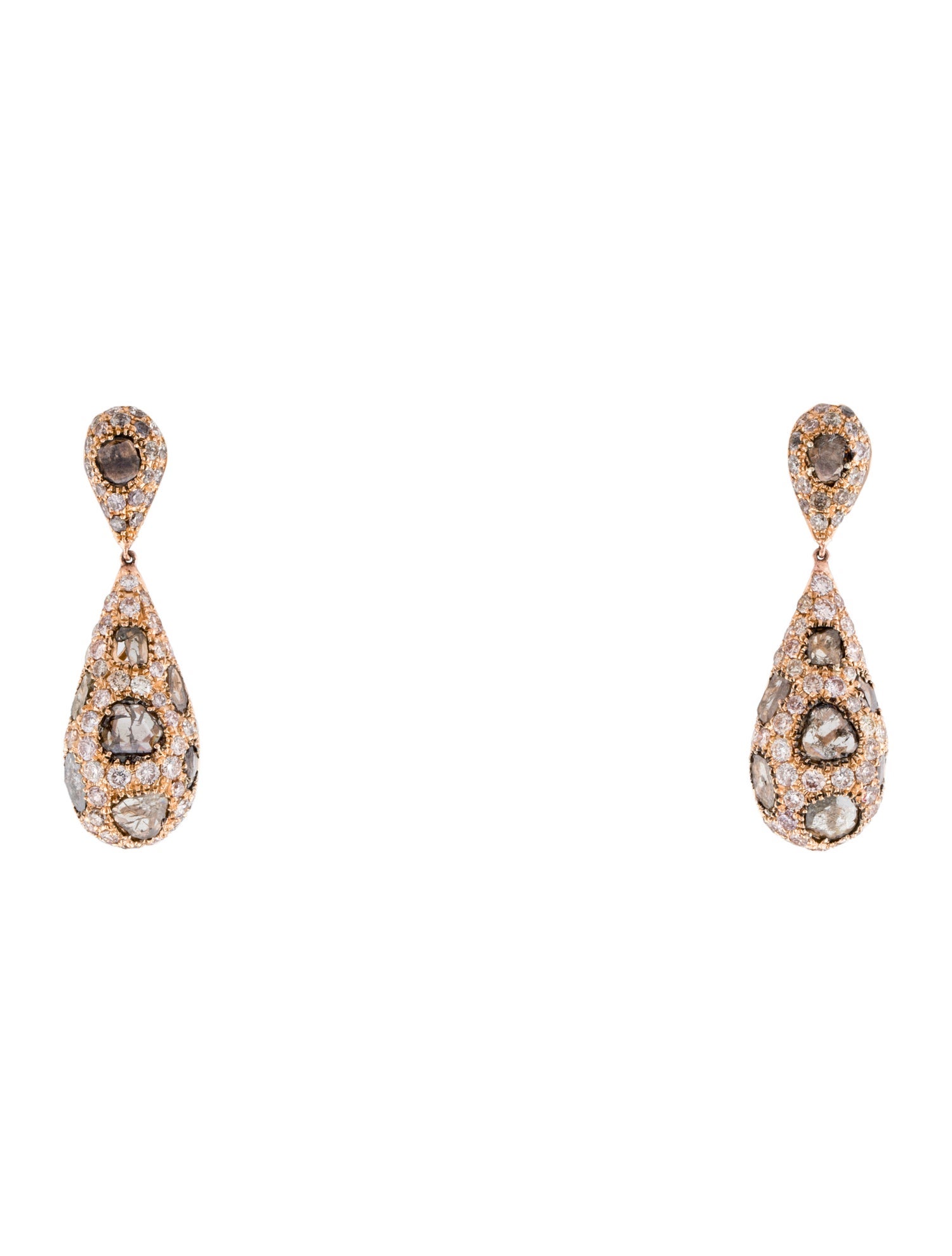 Earrings 18K Diamond & Diamond Slice Drop Earrings