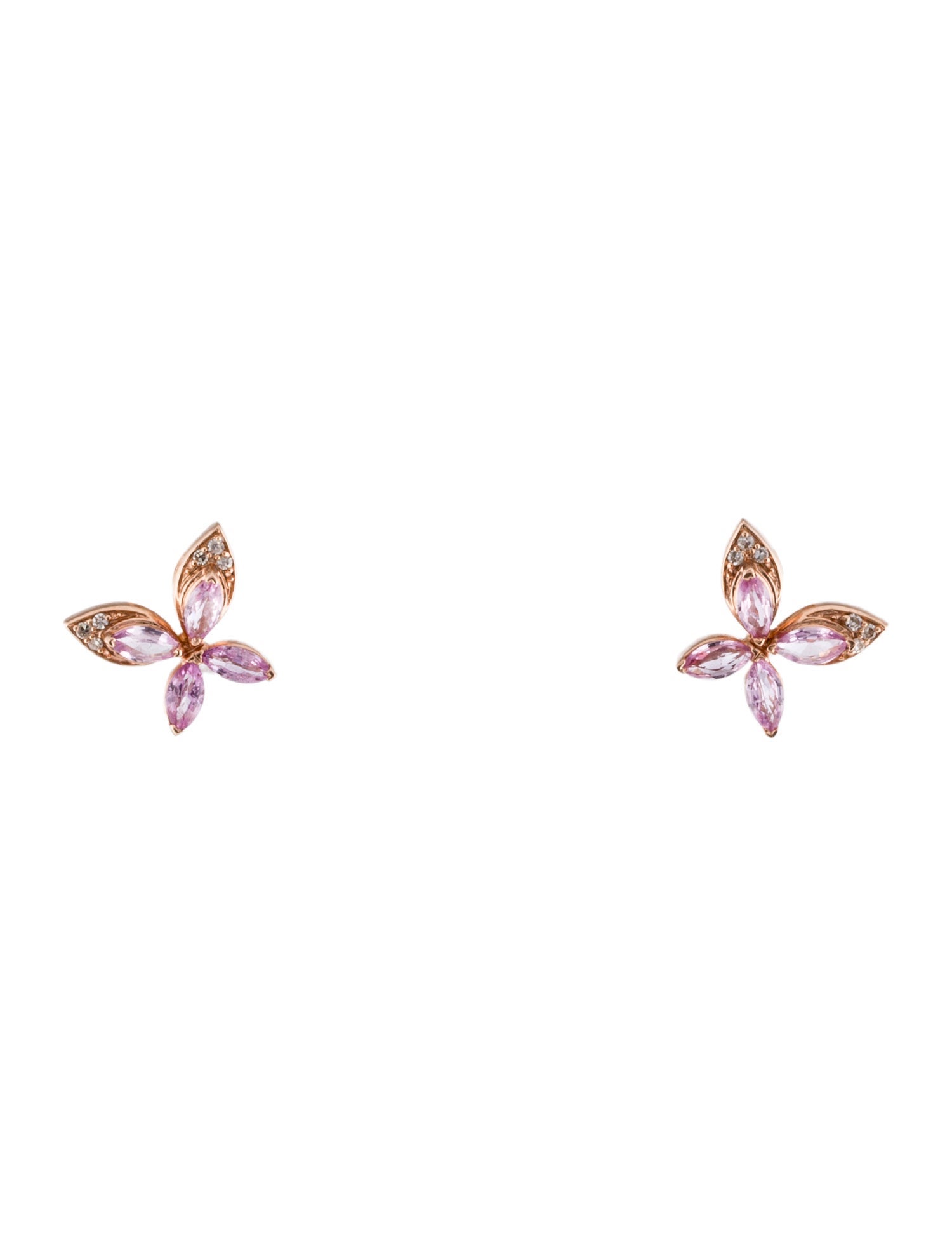 Earrings 14K Sapphire & Diamond Butterfly Stud