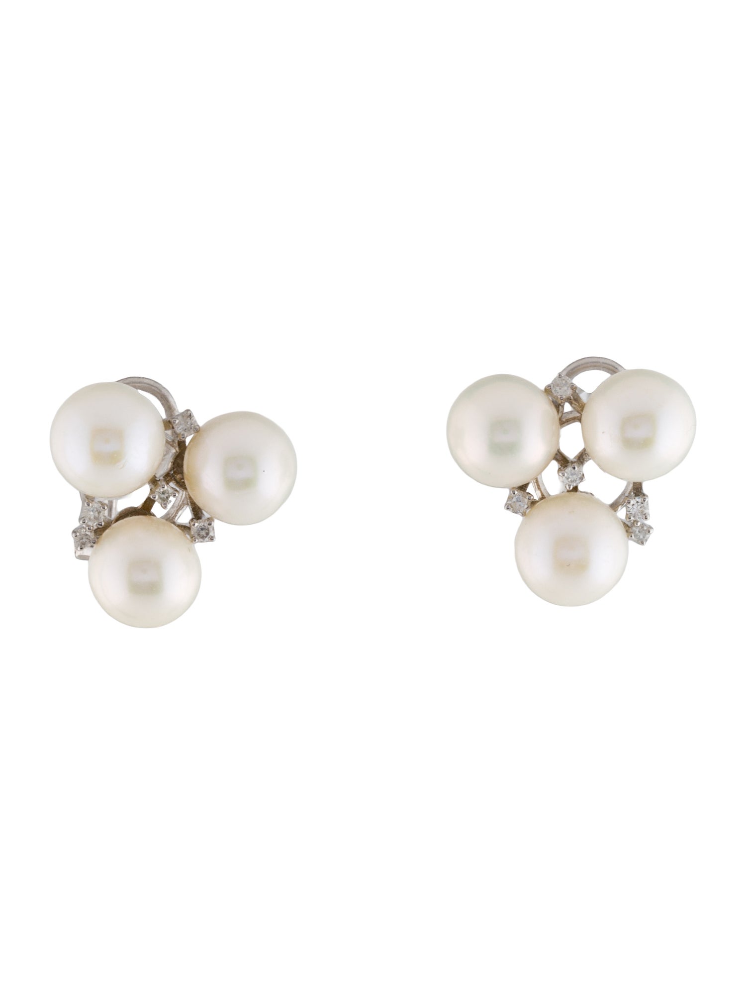 Earrings 14K Pearl & Diamond Earclip Earrings