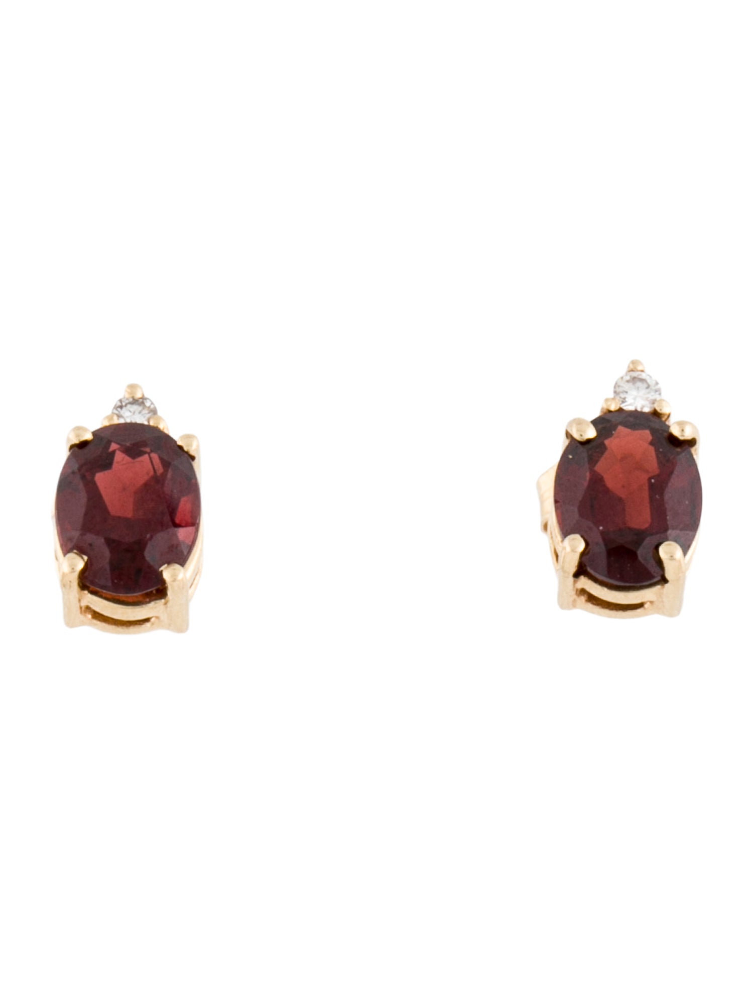 Earrings 14K Garnet & Diamond Stud