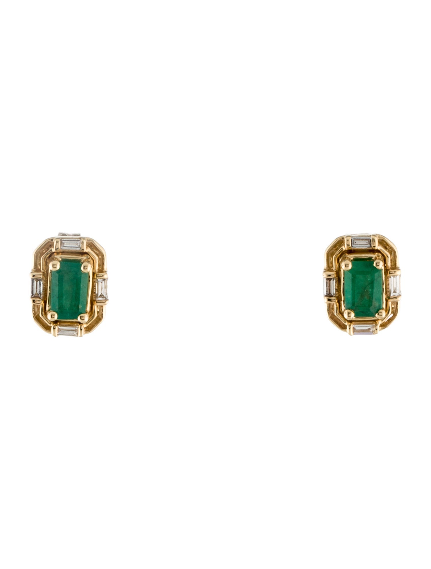 Earrings 14K Emerald & Diamond Stud