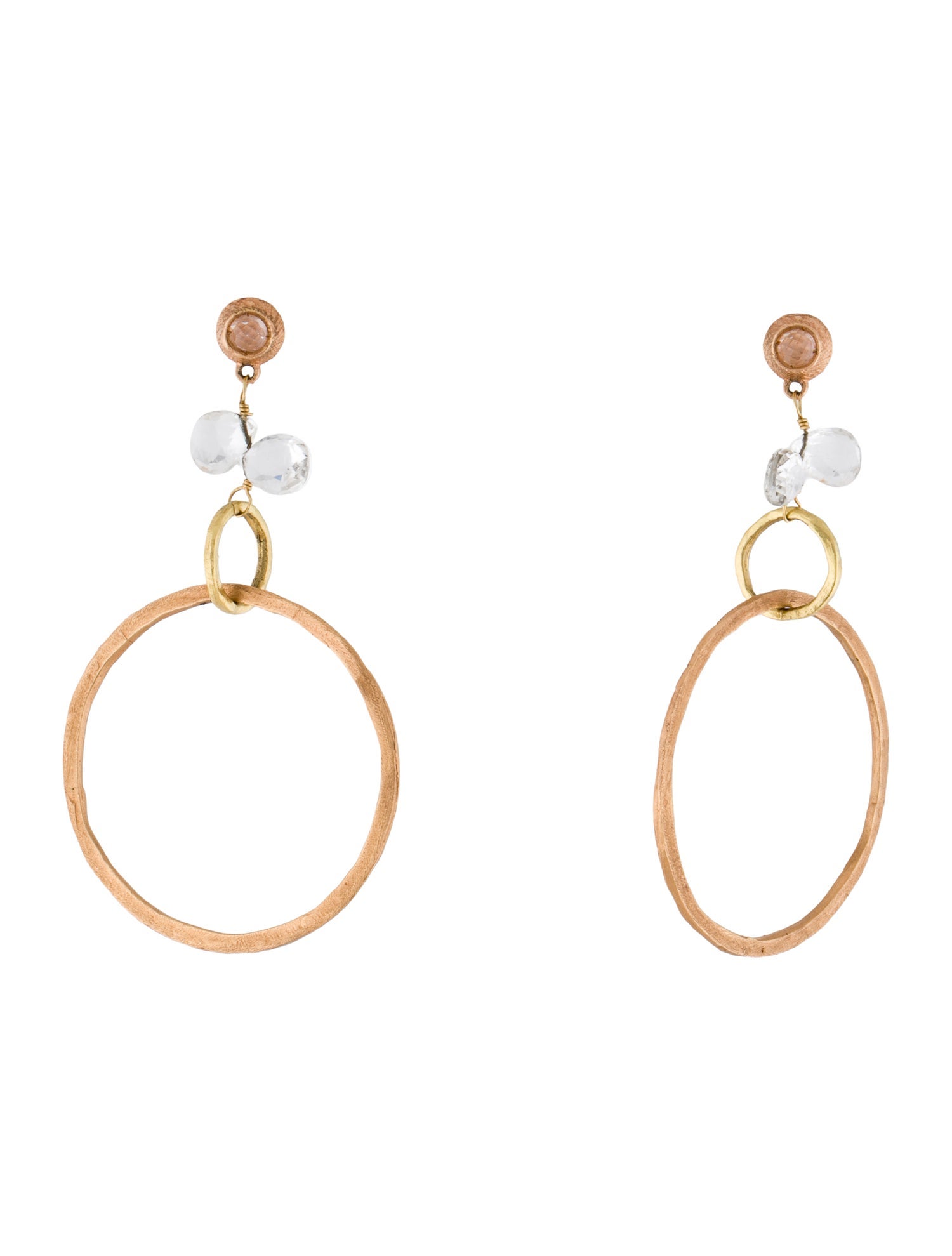 Earrings 18K Two-Tone Topaz Circular Drop