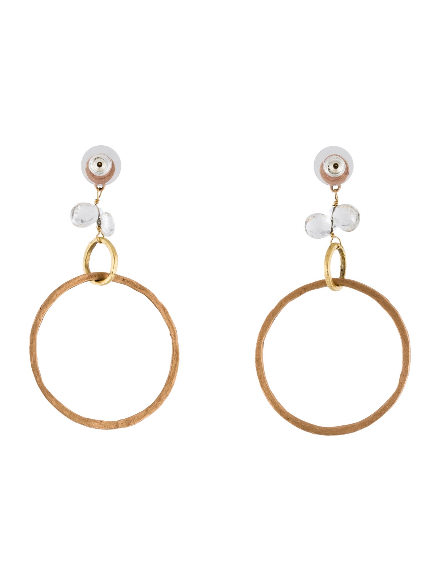 Earrings 18K Two-Tone Topaz Circular Drop