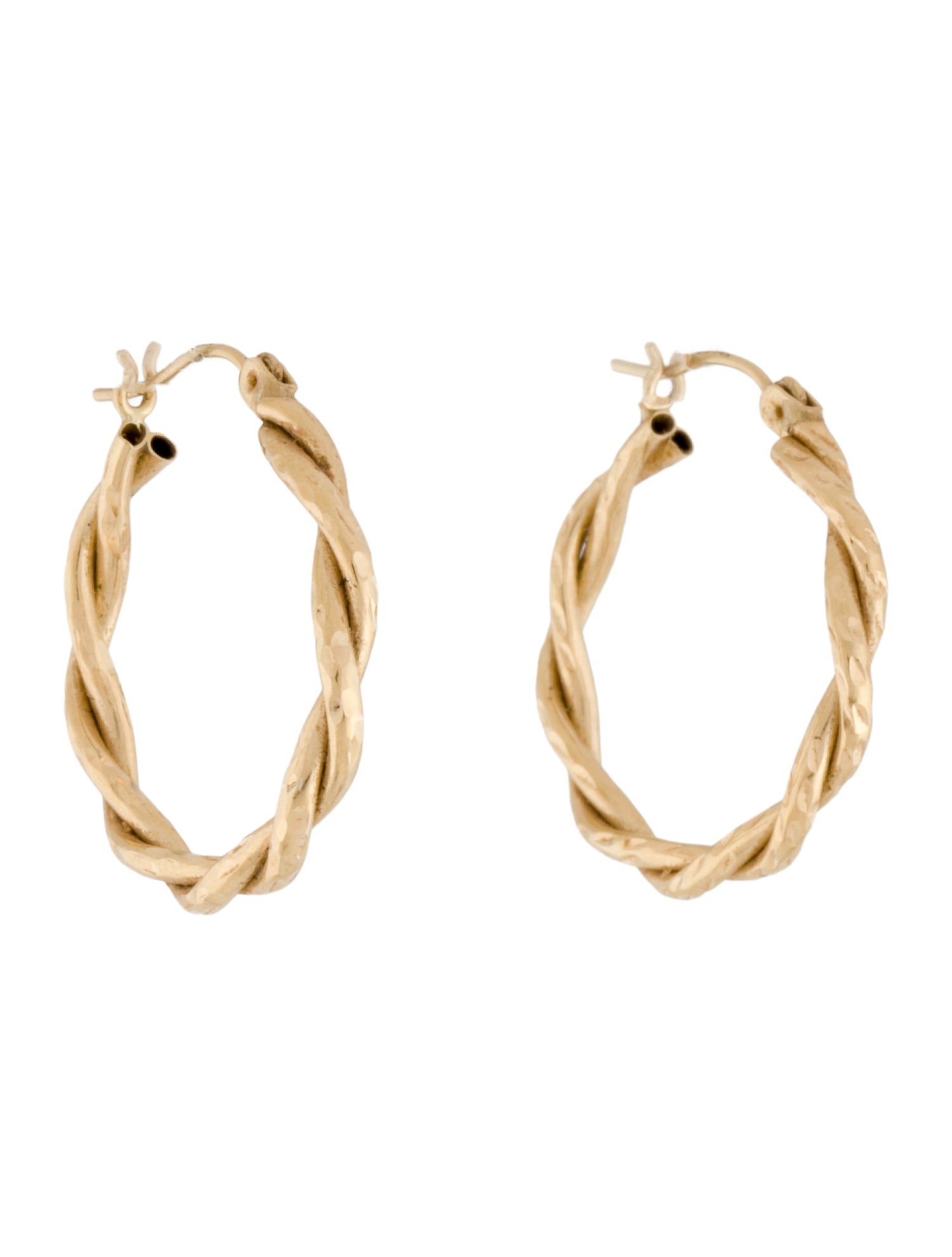 Earrings 14K Textured Twist Hoops