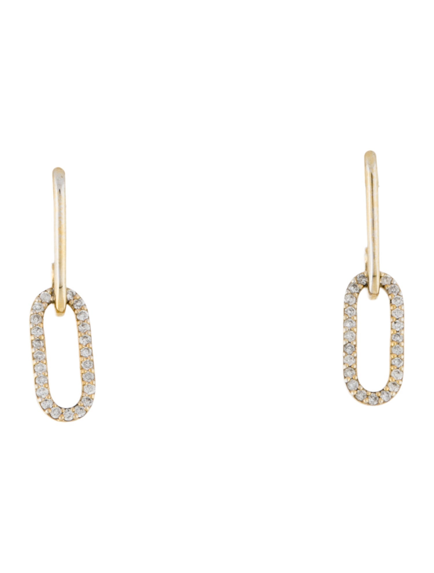 Earrings 14K Diamond Oval Link Drop