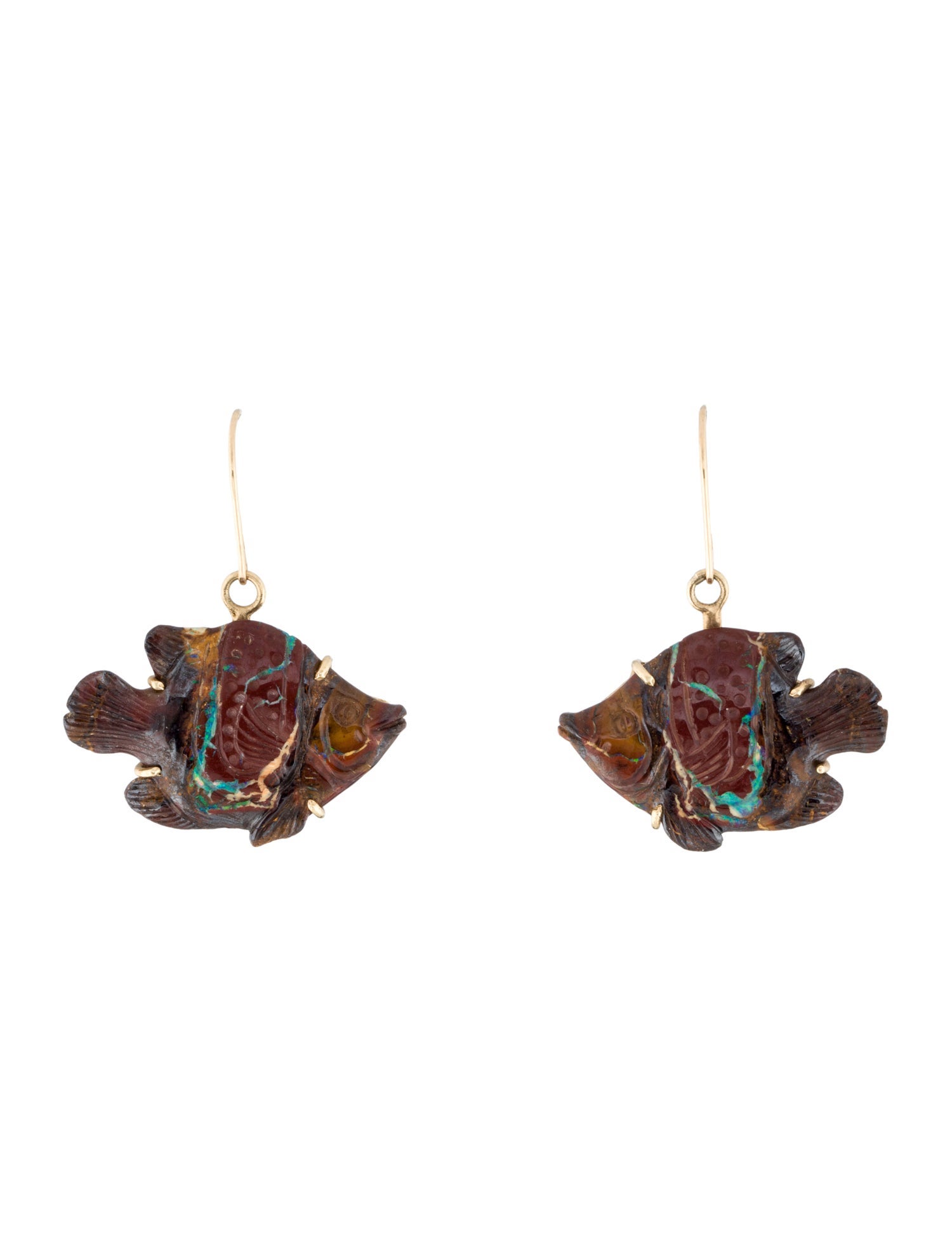 Earrings 14K Boulder Opal Fish Drop