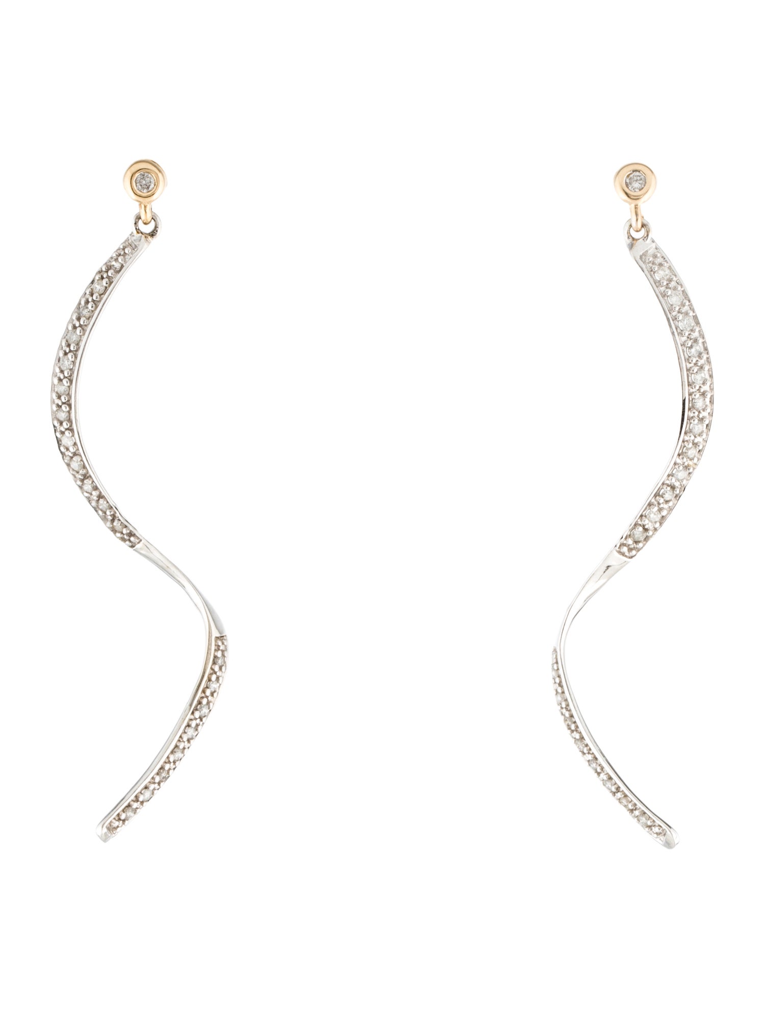 Earrings 14K Diamond Wavy Drop