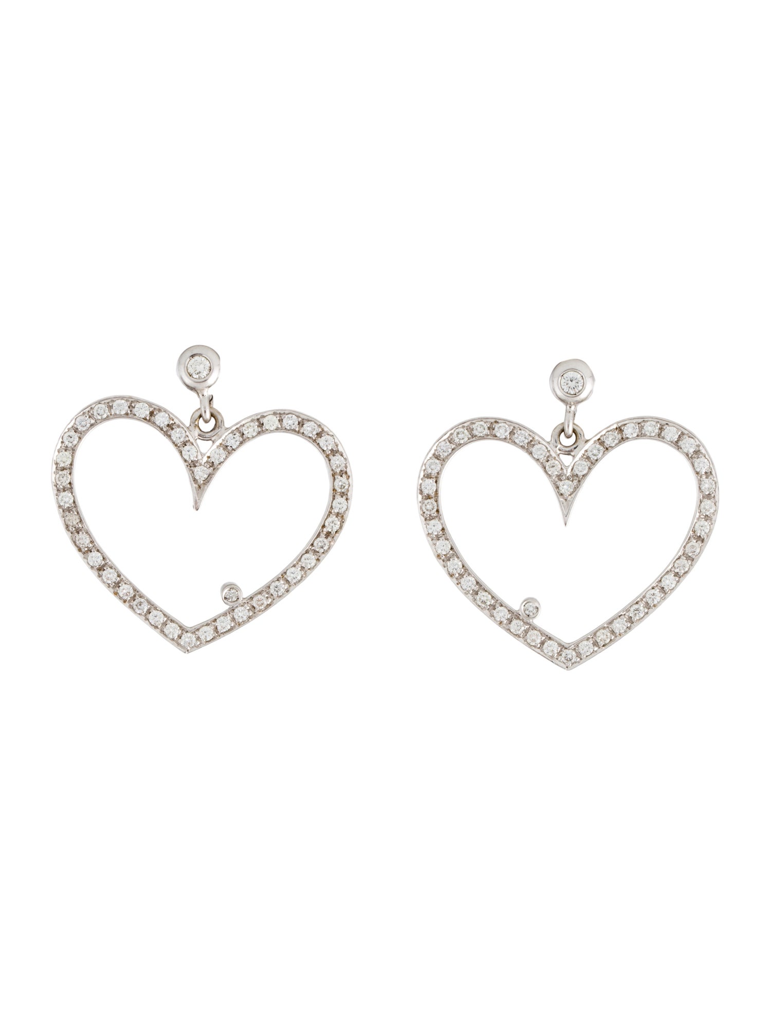 Earrings 18K 1.34ctw Diamond Heart Drop