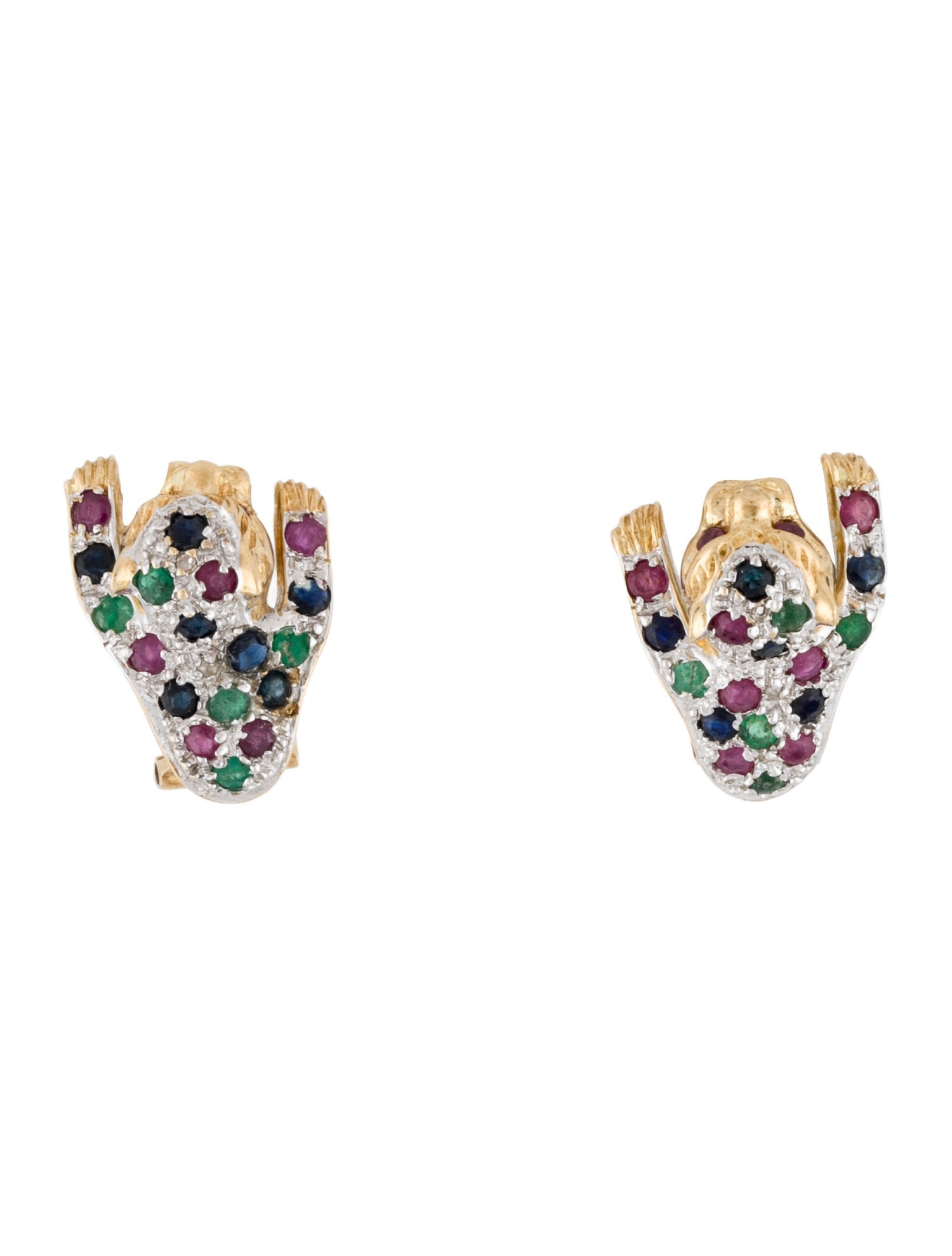 Earrings 14K Multi-Stone Panther