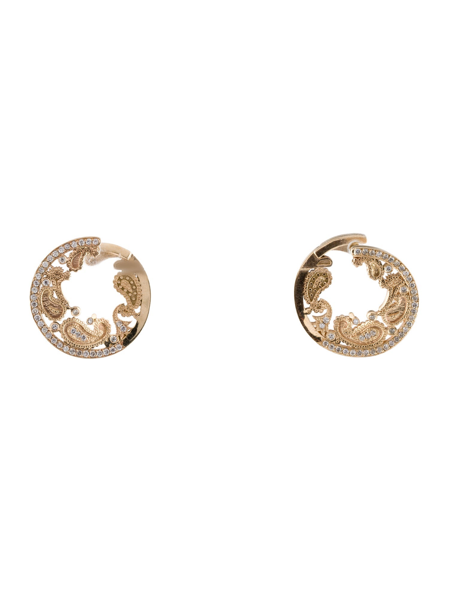Earrings 14K Diamond Paisley Circle Drop