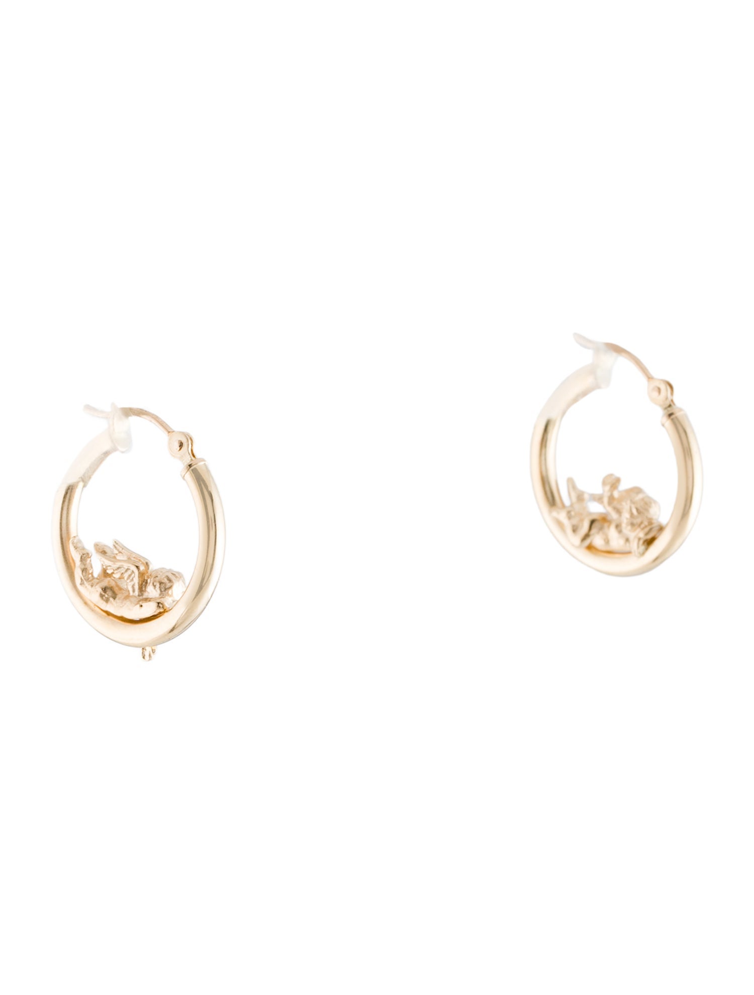 Earrings 14K Cherub Hoop