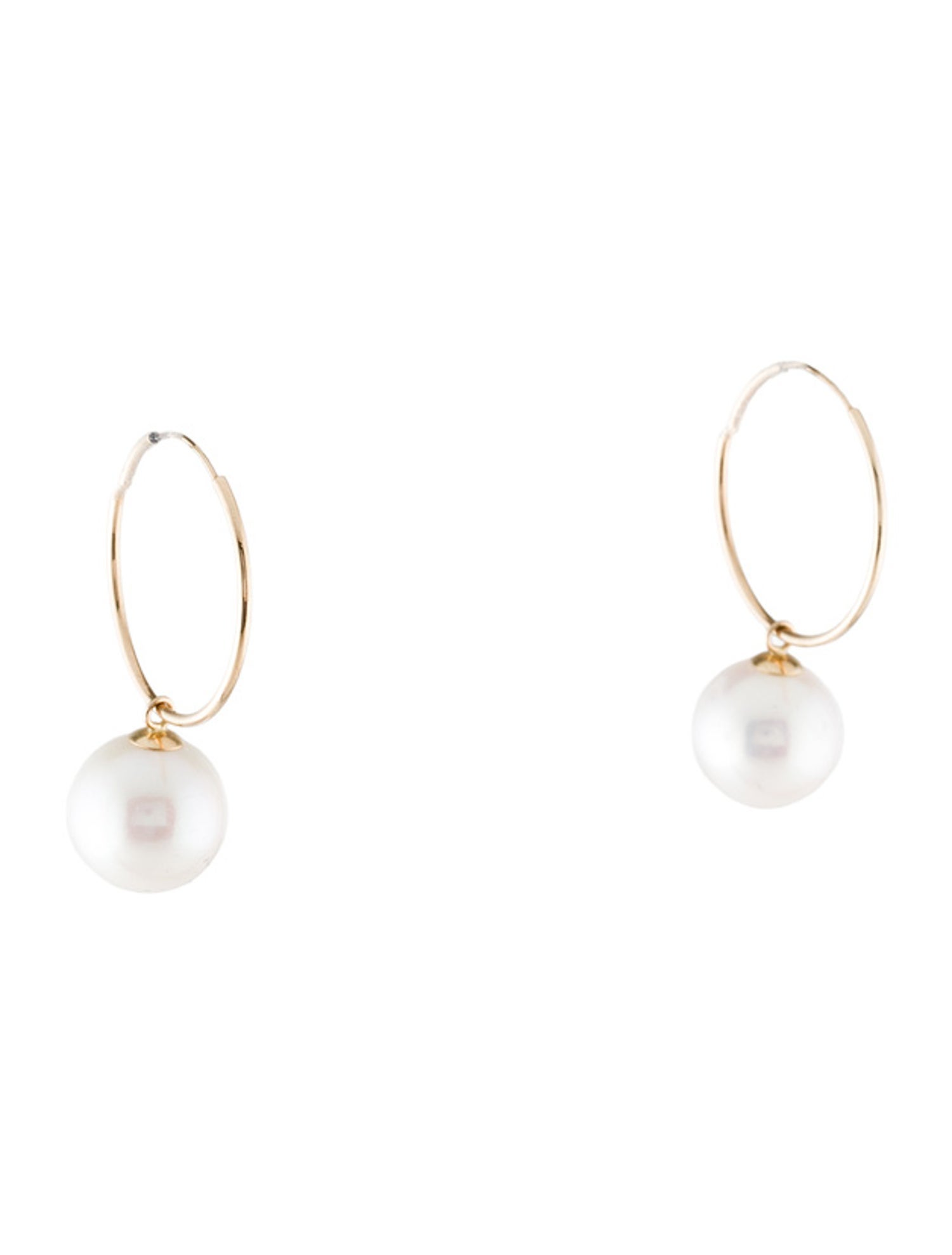 Earrings 14K Pearl Drop Hoop