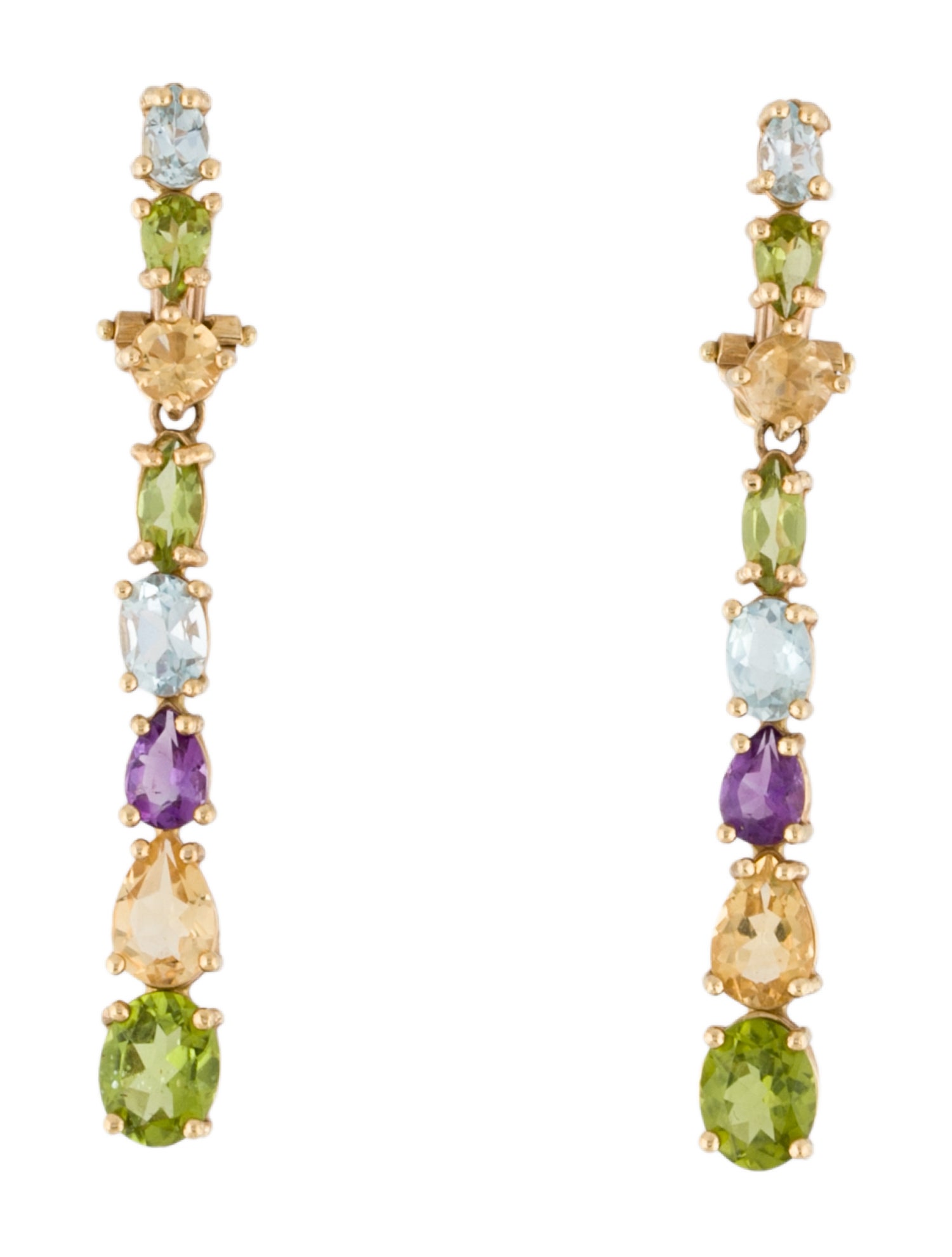 Earrings 14K Multi-Stone Drop Earclip