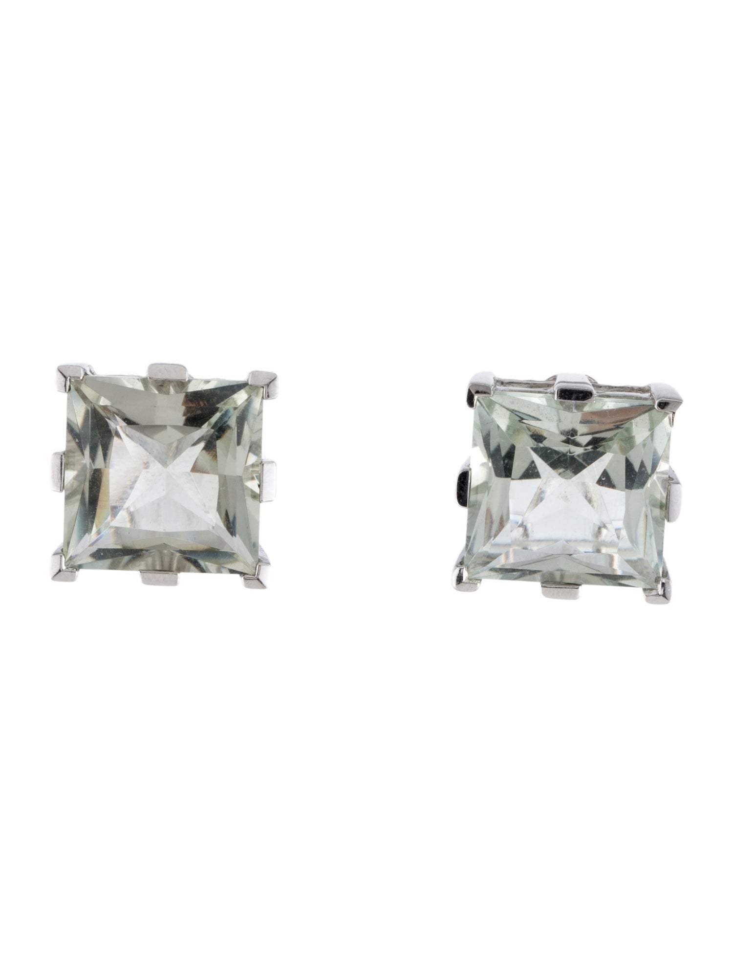 Earrings 14K 13.88ctw Prasiolite Earclips