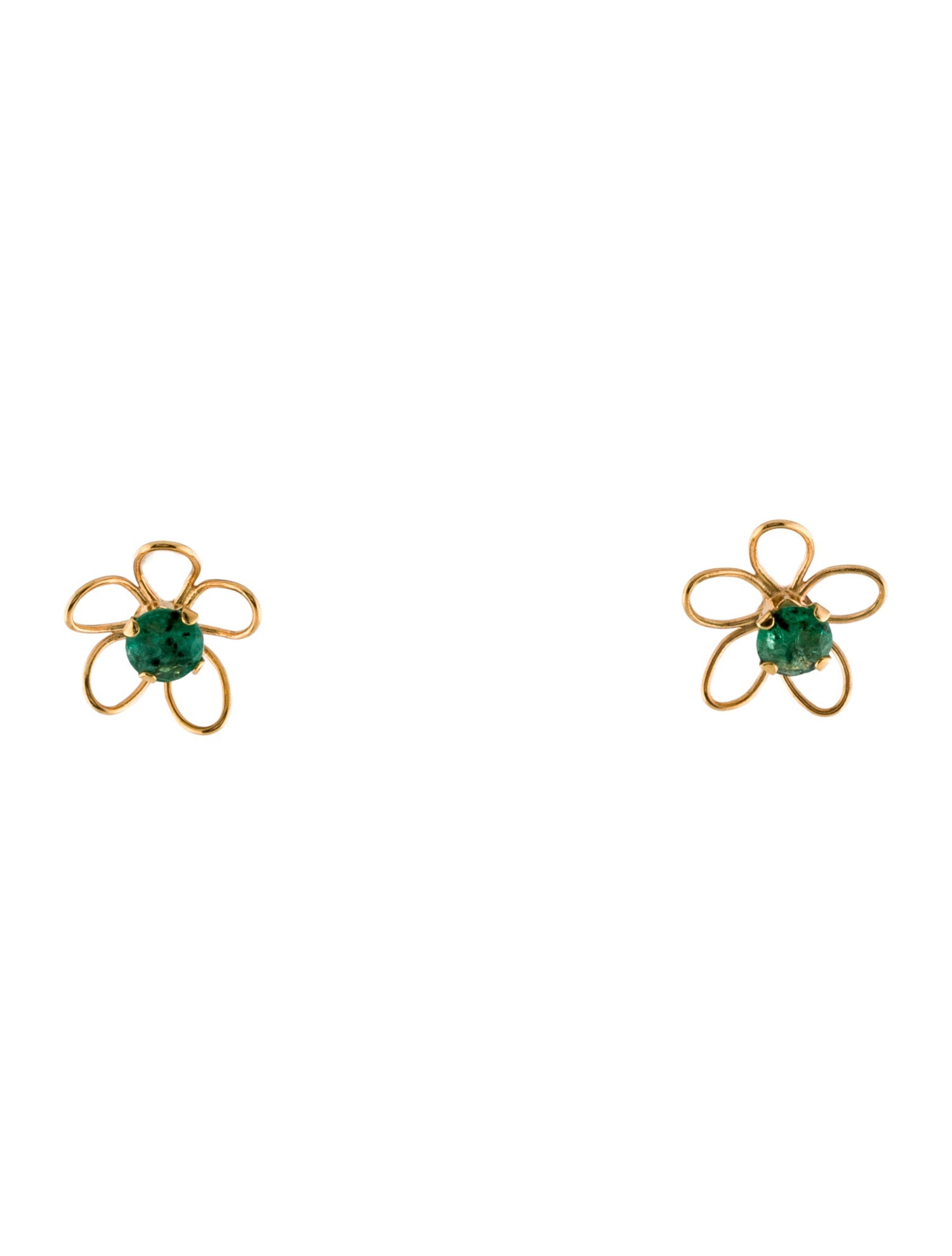 Earrings 10K Emerald Flower Stud Earrings
