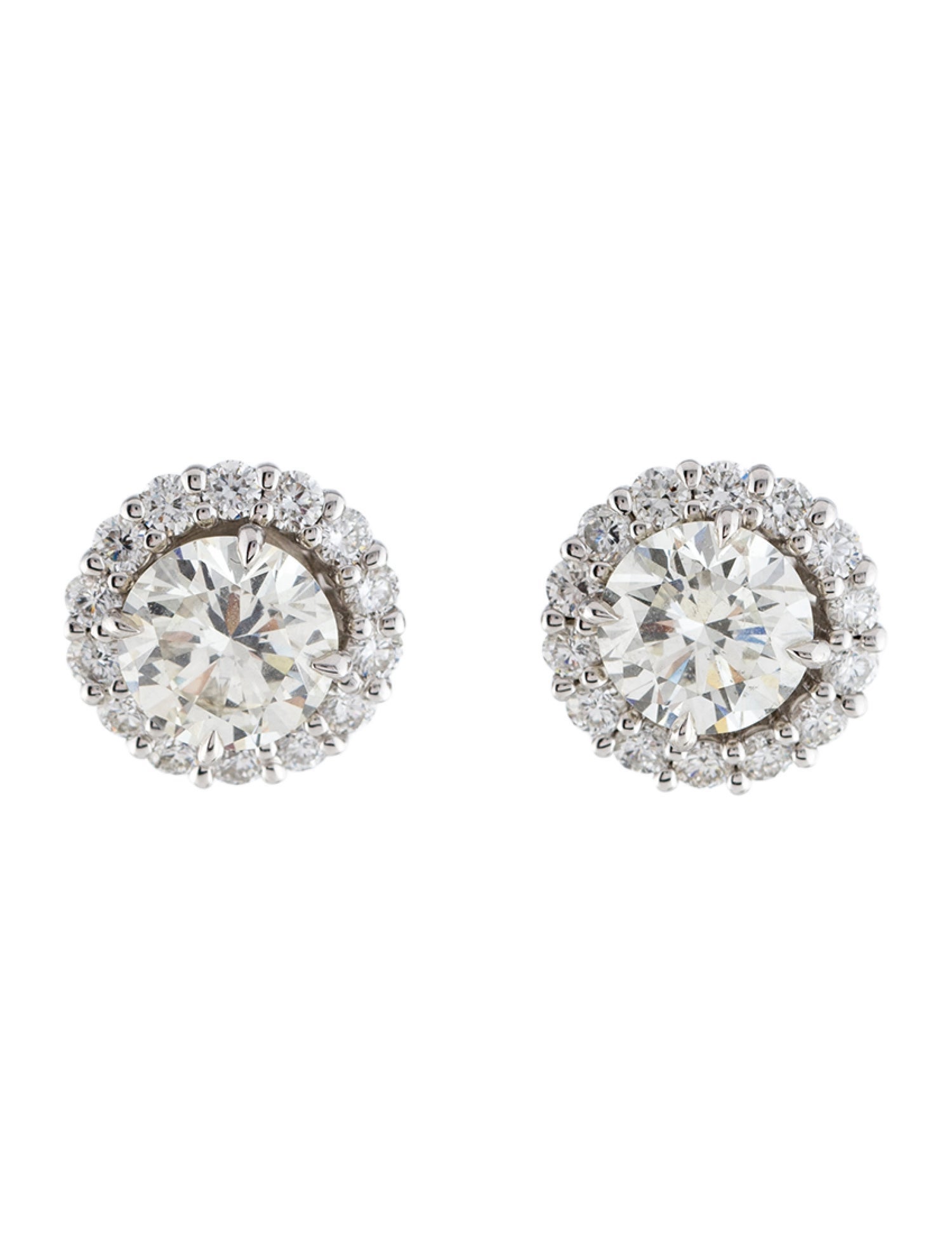 Earrings 18K 3.79ctw Diamond Stud Earrings w/ Halo Earring Jackets