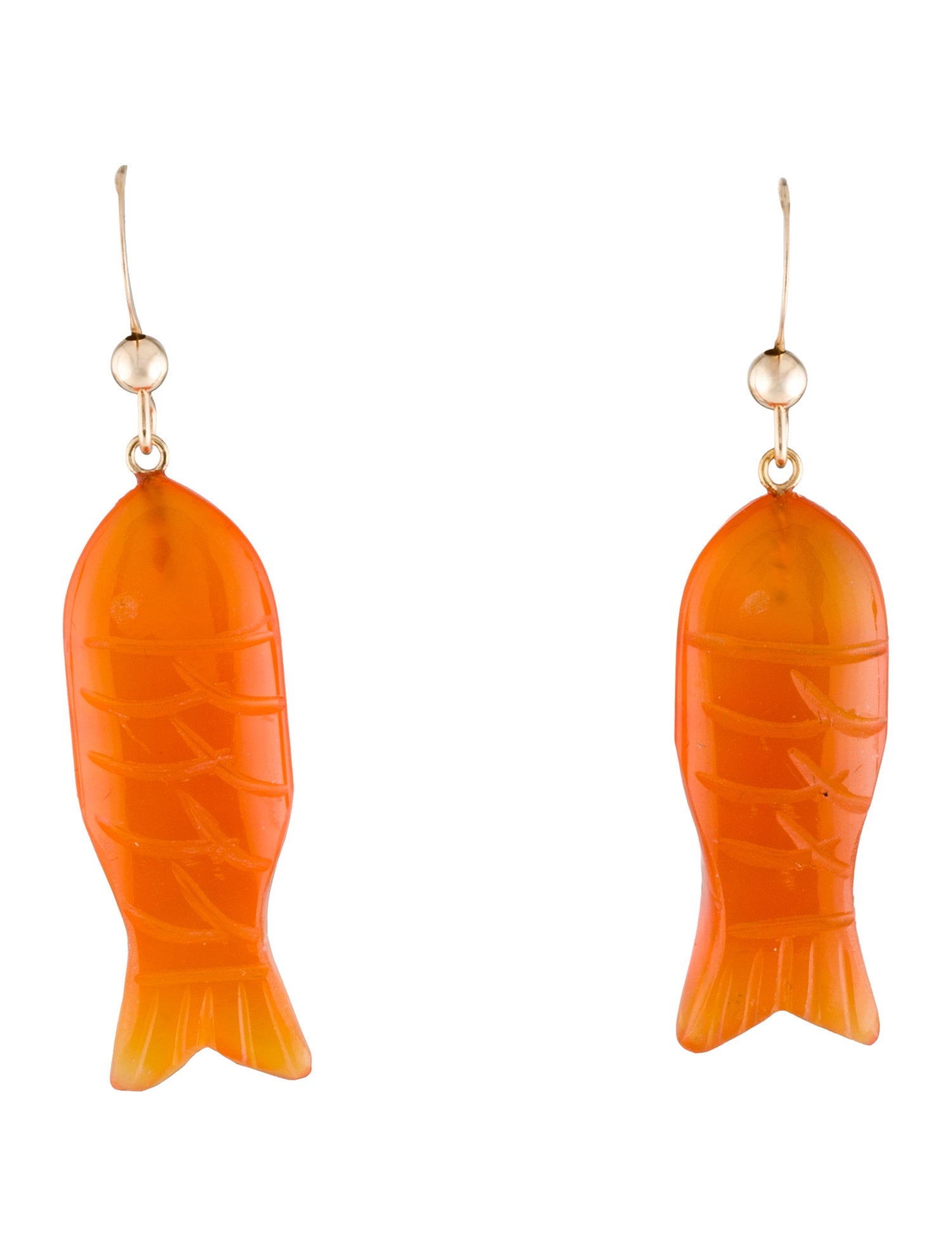 Earrings 14K Carnelian Fish Drop