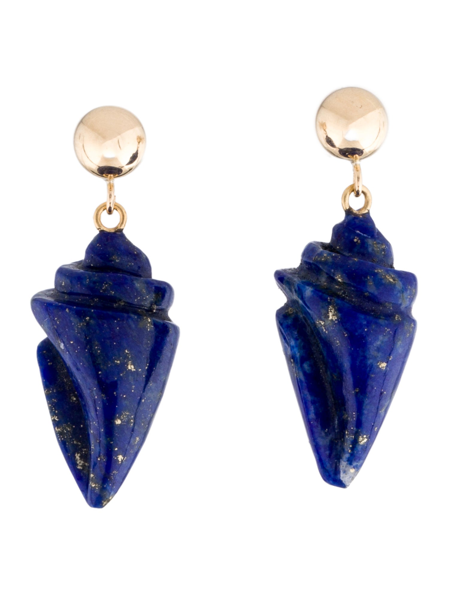 Earrings 14K Lapis Lazuli 'Seashell' Drop