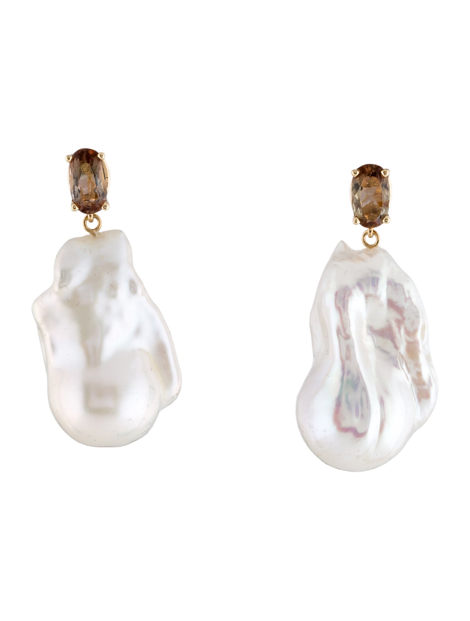 Earrings 14K 1.29ctw Andalusite & Pearl Drop