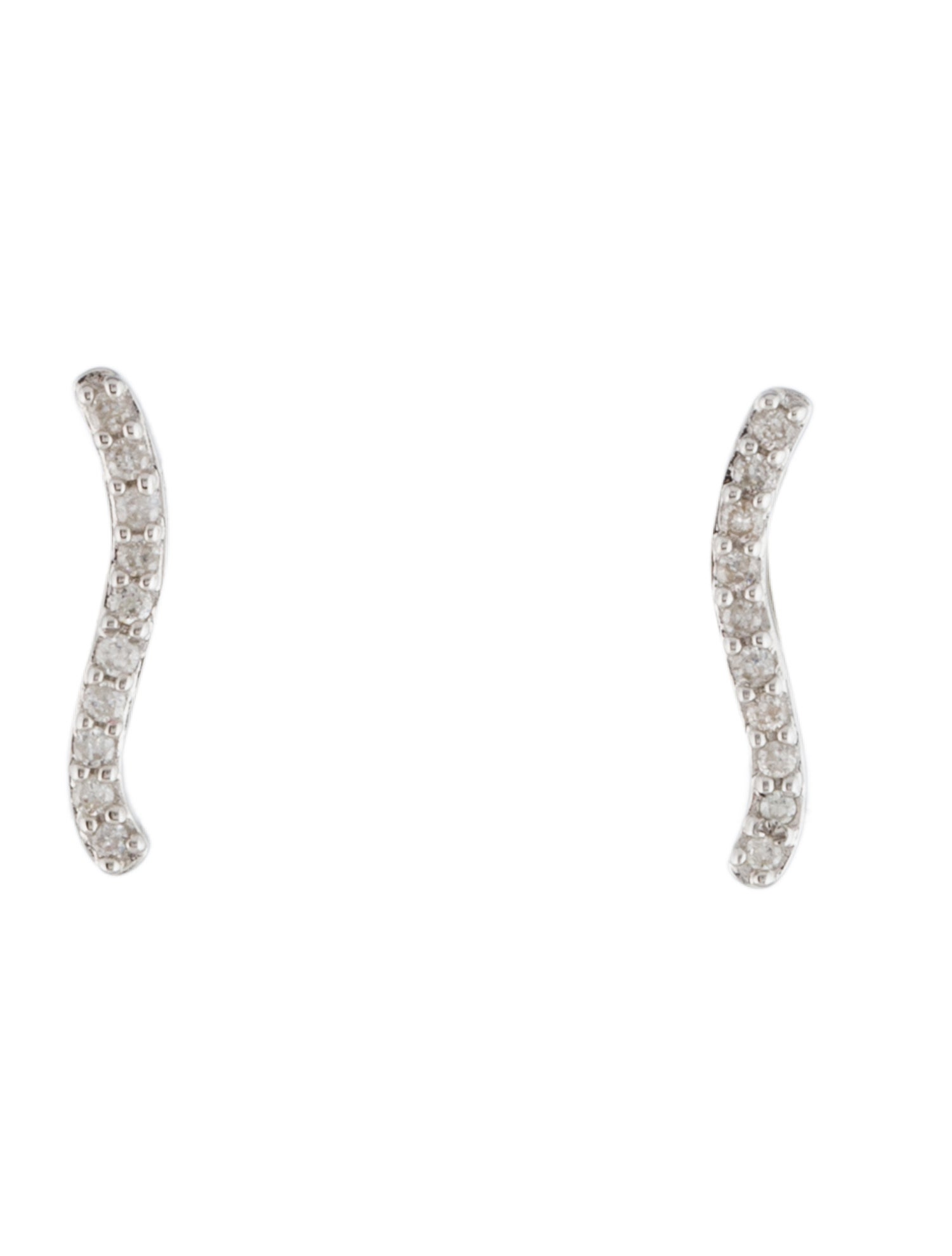 Earrings 14K Diamond Curved Bar Stud Earrings