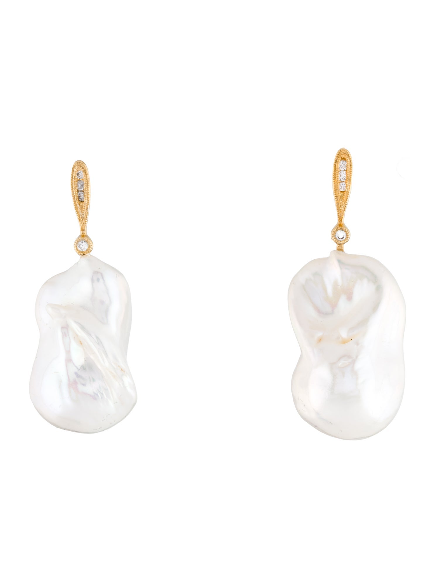 Earrings 18K Pearl & Diamond Drop Earrings