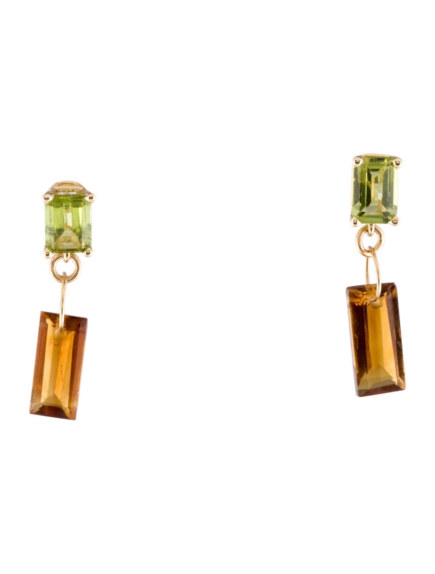 Earrings 14K Peridot & Citrine Drop Earrings